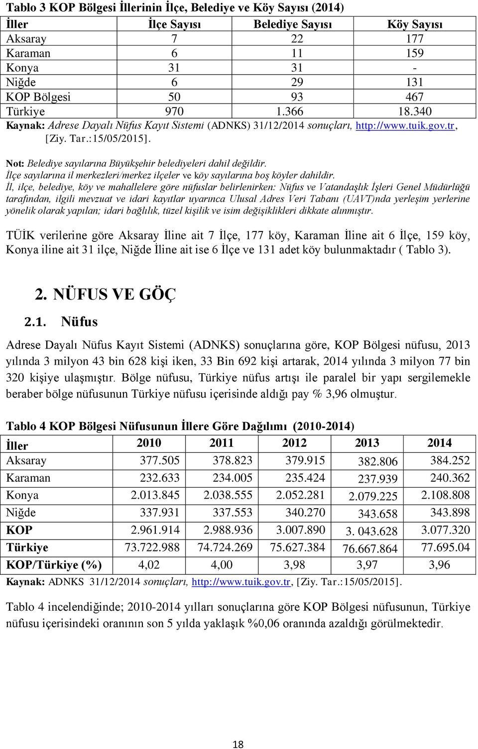 Not: Belediye sayılarına Büyükşehir belediyeleri dahil değildir. İlçe sayılarına il merkezleri/merkez ilçeler ve köy sayılarına boş köyler dahildir.