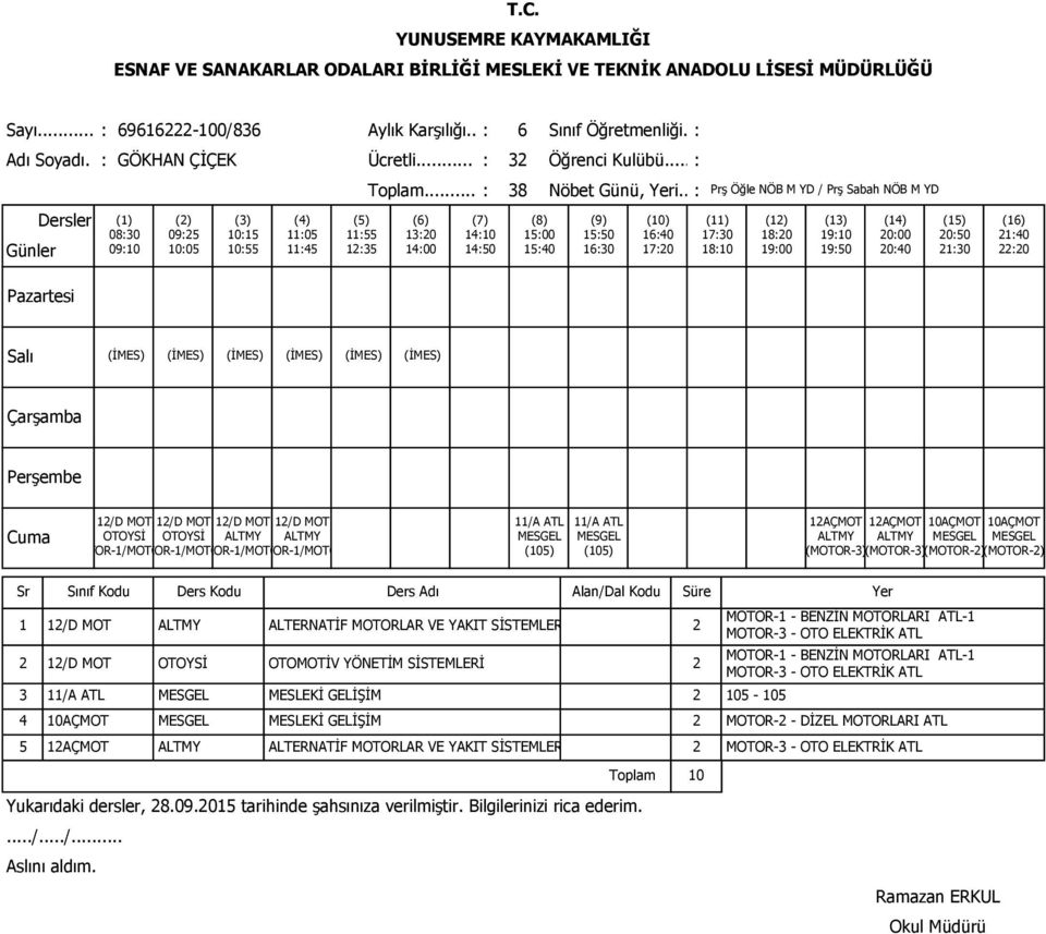 (105) MESGEL (105) 12AÇMOT 12AÇMOT 10AÇMOT 10AÇMOT ALTMY ALTMY MESGEL MESGEL (MOTOR-3) (MOTOR-3)(MOTOR-2)(MOTOR-2) 1 12/D MOT ALTMY ALTERNATİF MOTORLAR VE YAKIT SİSTEMLER 2 2 12/D MOT OTOYSİ OTOMOTİV