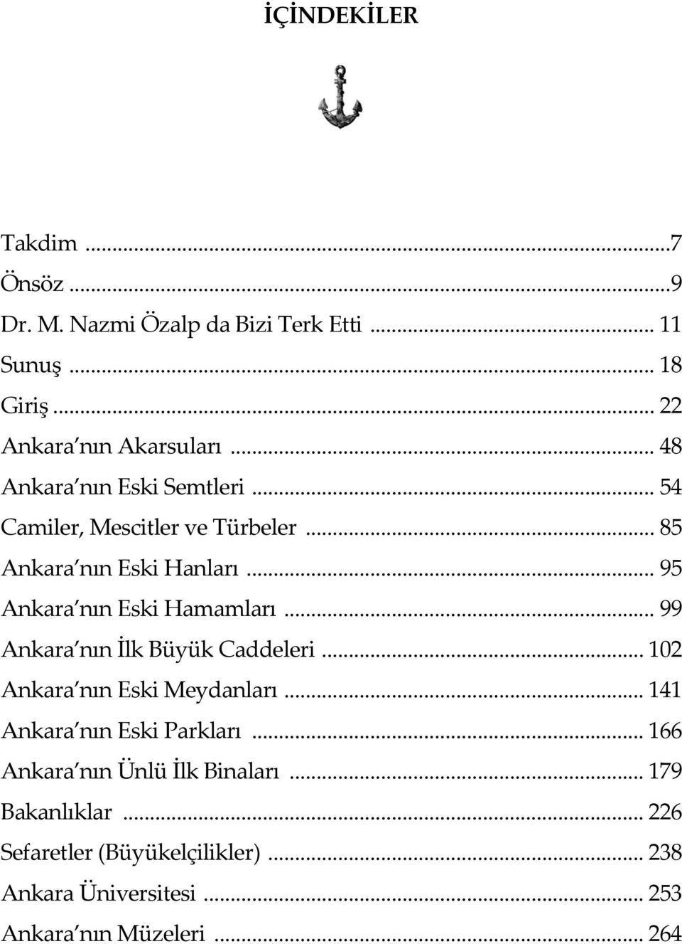 .. 95 Ankara nın Eski Hamamları... 99 Ankara nın İlk Büyük Caddeleri... 102 Ankara nın Eski Meydanları.