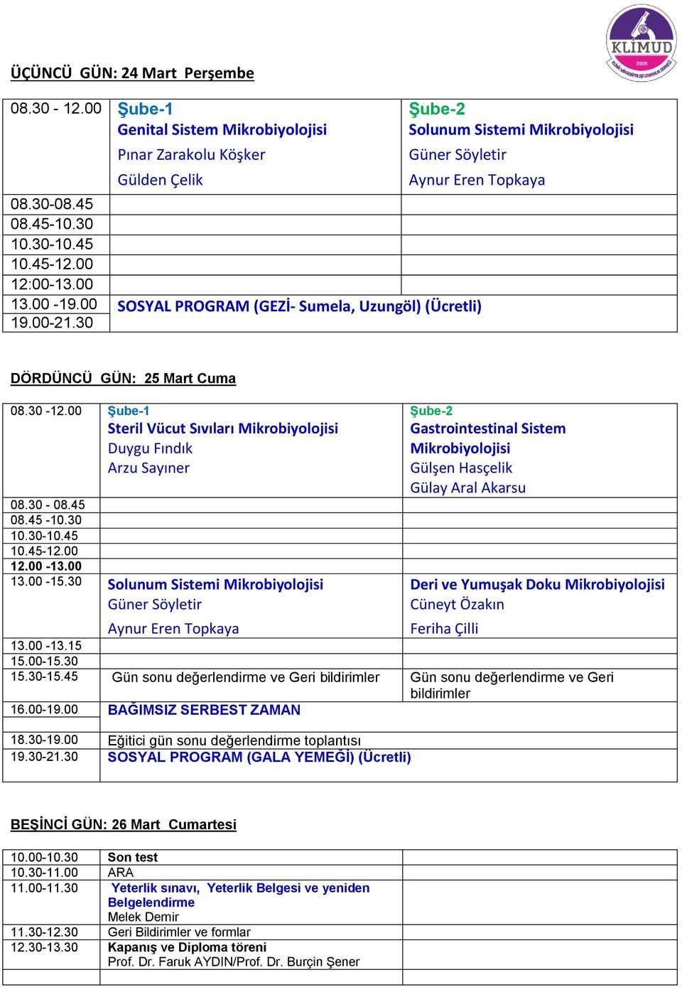 00 Şube-1 Steril Vücut Sıvıları Mikrobiyolojisi Duygu Fındık Arzu Sayıner 08.30-08.45 08.45-10.30 10.30-10.45 10.45-12.00 12.00-13.00 13.00-15.