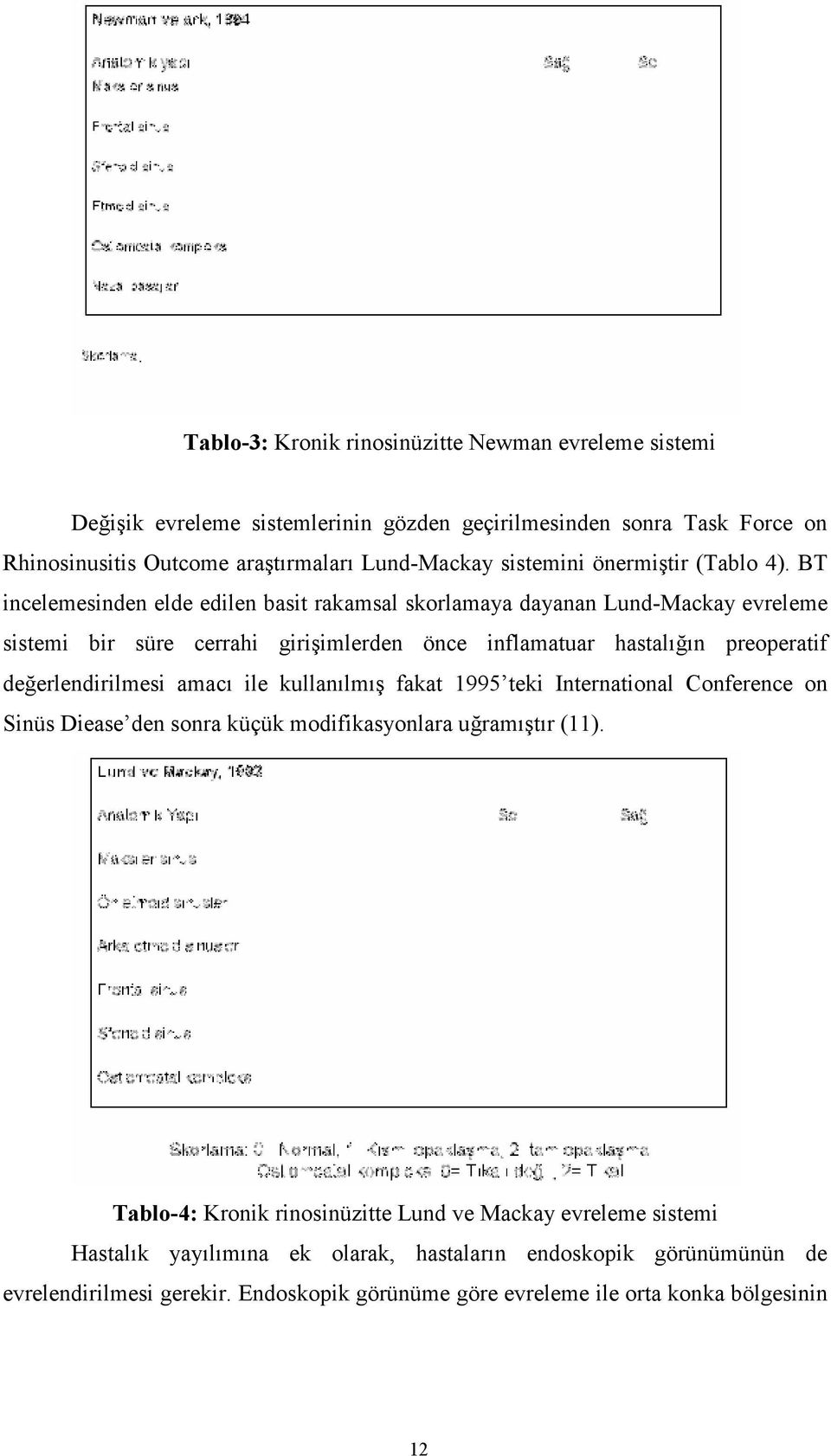 BT incelemesinden elde edilen basit rakamsal skorlamaya dayanan Lund-Mackay evreleme sistemi bir süre cerrahi girişimlerden önce inflamatuar hastalığın preoperatif değerlendirilmesi