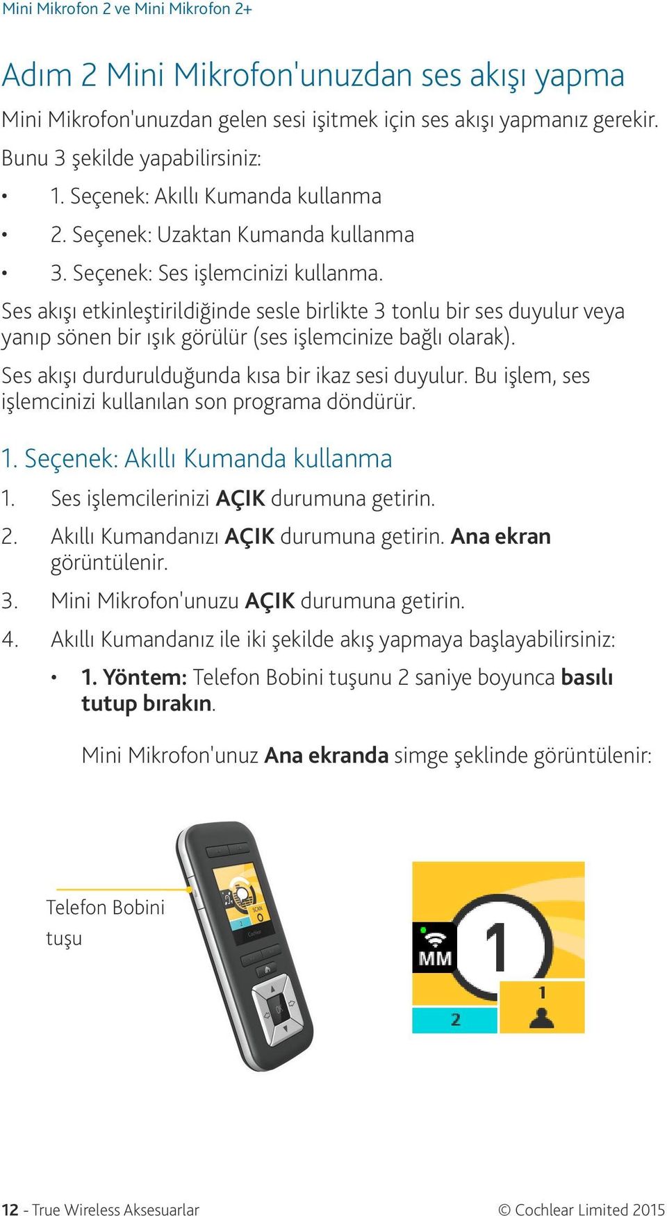 Ses akışı etkinleştirildiğinde sesle birlikte 3 tonlu bir ses duyulur veya yanıp sönen bir ışık görülür (ses işlemcinize bağlı olarak). Ses akışı durdurulduğunda kısa bir ikaz sesi duyulur.