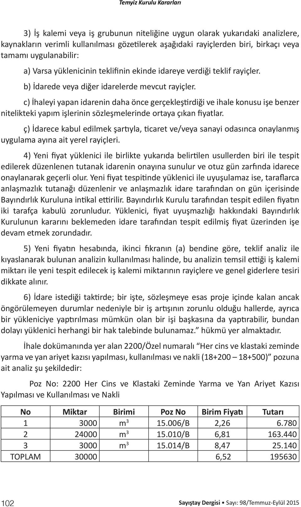 c) İhaleyi yapan idarenin daha önce gerçekleştirdiği ve ihale konusu işe benzer nitelikteki yapım işlerinin sözleşmelerinde ortaya çıkan fiyatlar.