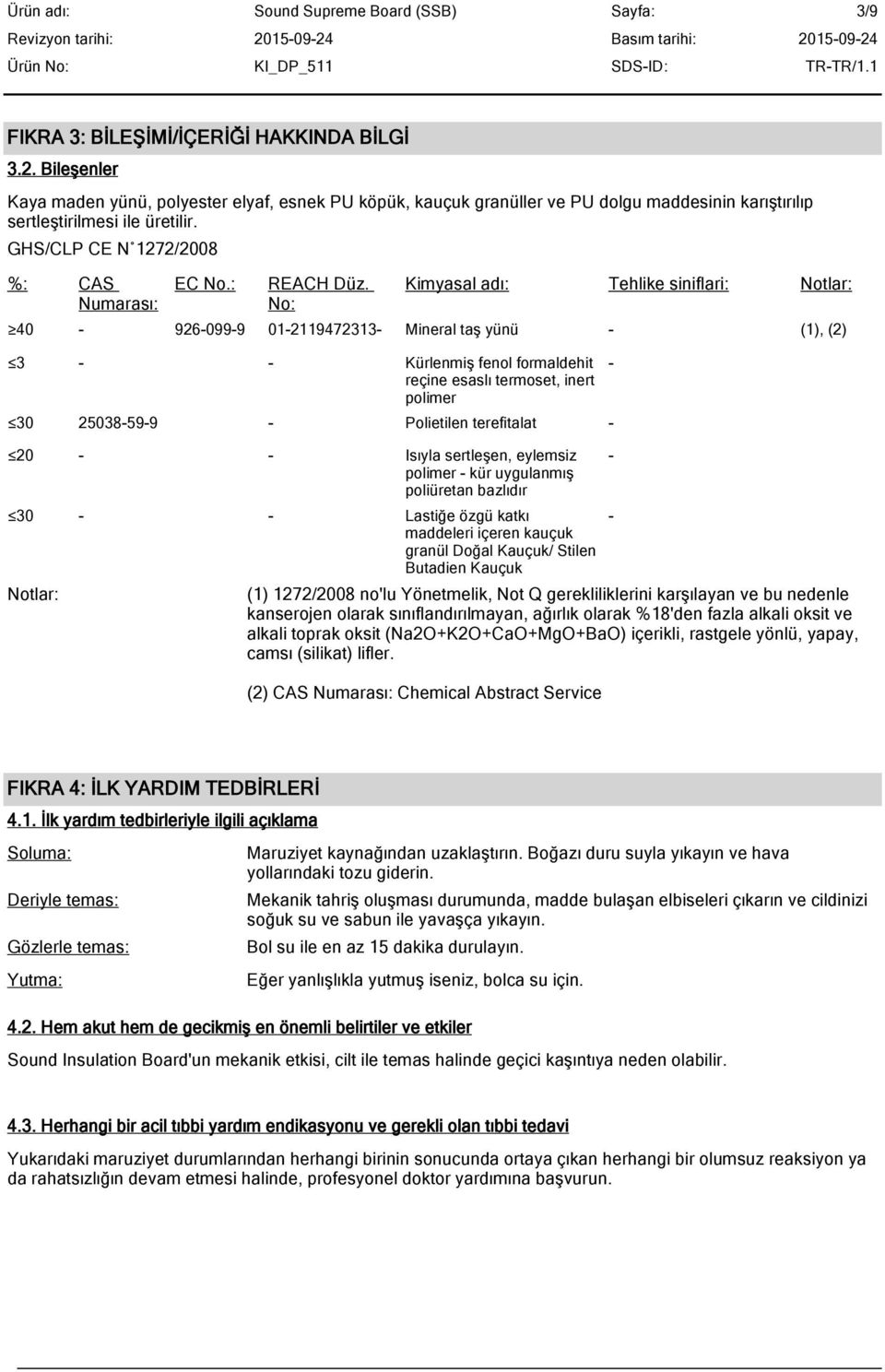 Kauçuk - Notlar: (1) 1272/2008 %18'den fazla alkali oksit ve alkali toprak oksit (Na2O+K2O+CaO+MgO+BaO) içerikli, rastgele yönlü, yapay, (2 - - FIKRA 4: İLK