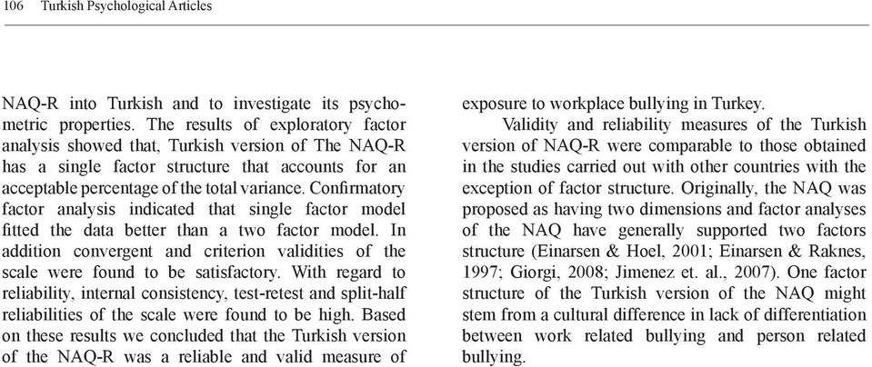 Confirmatory factor analysis indicated that single factor model fitted the data better than a two factor model.