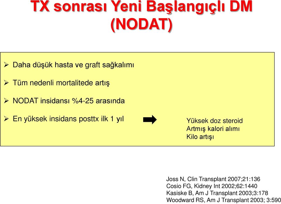 doz steroid Artmış kalori alımı Kilo artışı Joss N, Clin Transplant 2007;21:136 Cosio FG,