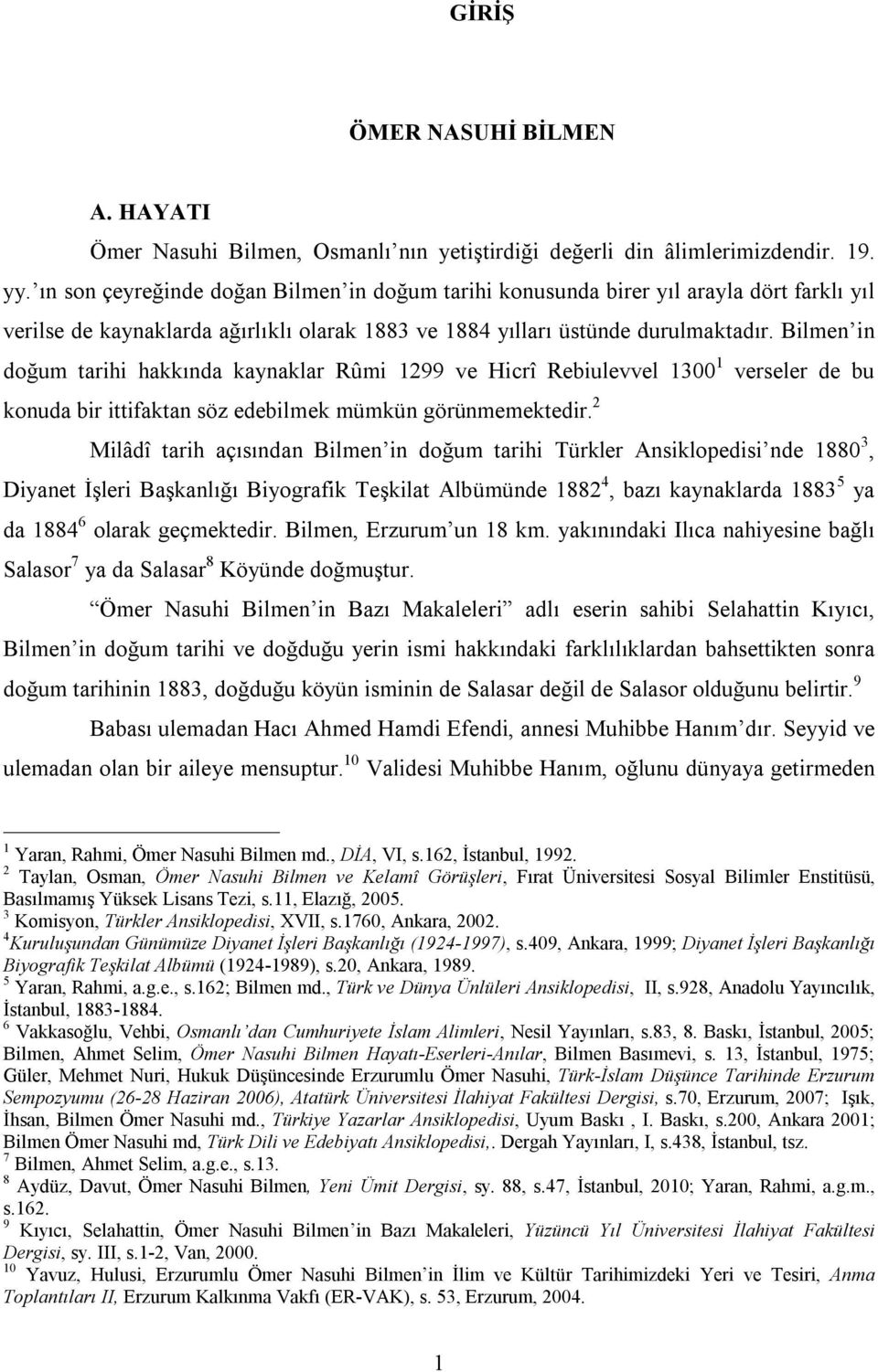 Bilmen in doğum tarihi hakkında kaynaklar Rûmi 1299 ve Hicrî Rebiulevvel 1300 1 verseler de bu konuda bir ittifaktan söz edebilmek mümkün görünmemektedir.