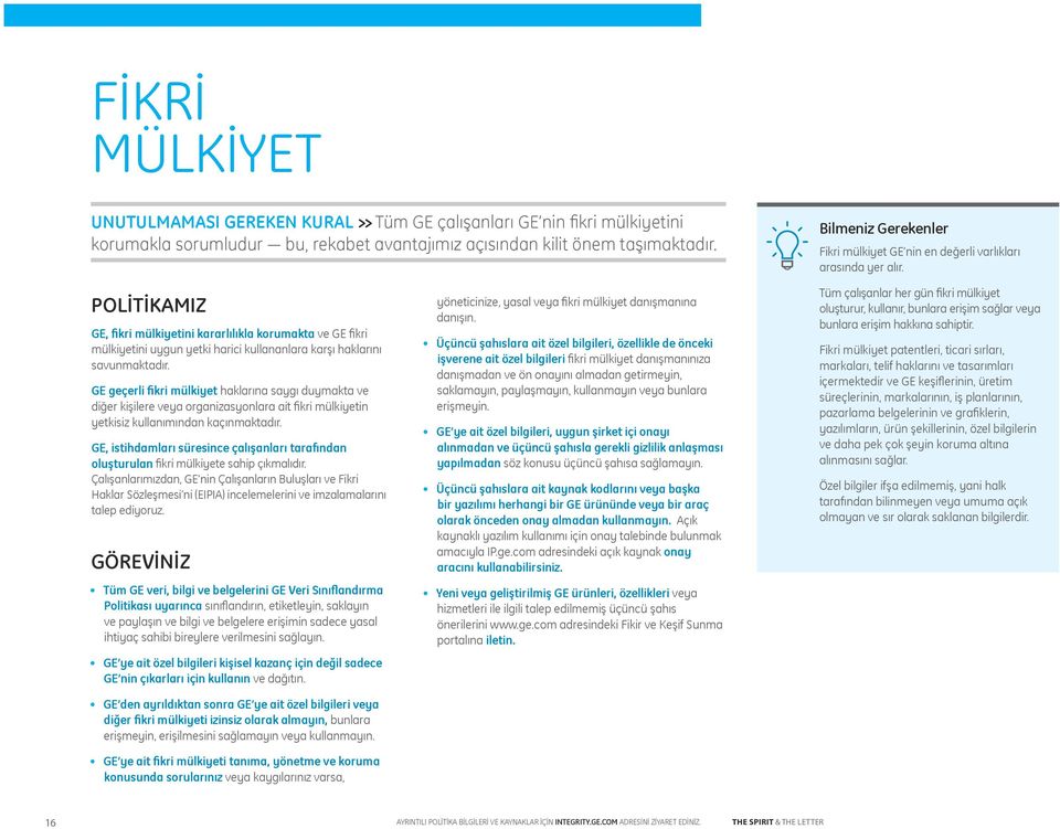 GE, fikri mülkiyetini kararlılıkla korumakta ve GE fikri mülkiyetini uygun yetki harici kullananlara karşı haklarını savunmaktadır.