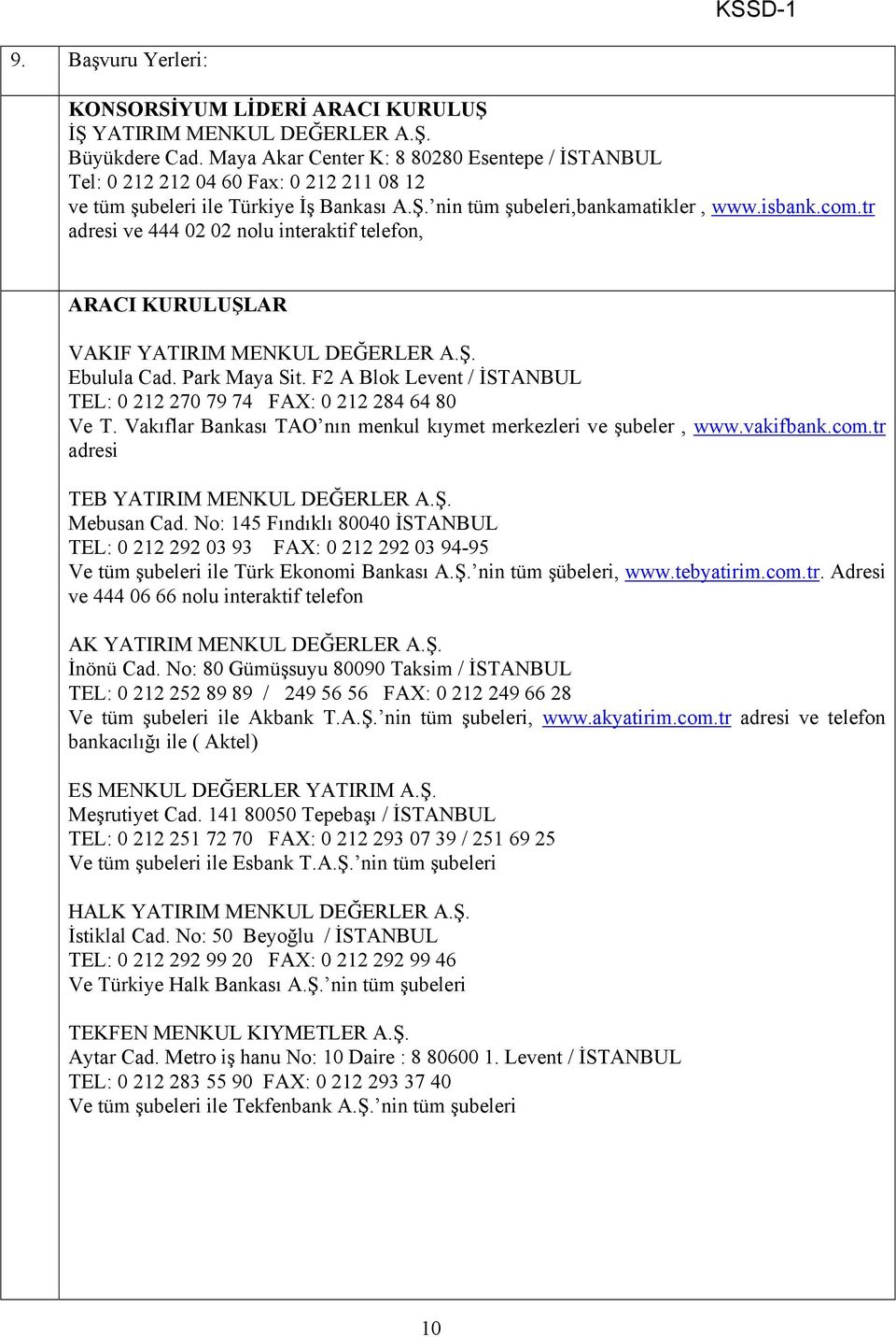 tr adresi ve 444 02 02 nolu interaktif telefon, ARACI KURULUŞLAR VAKIF YATIRIM MENKUL DEĞERLER A.Ş. Ebulula Cad. Park Maya Sit.