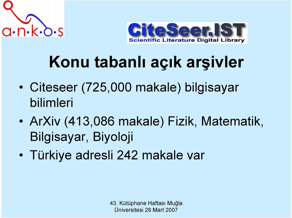 ArXiv (413,086 makale) Fizik, Matematik,