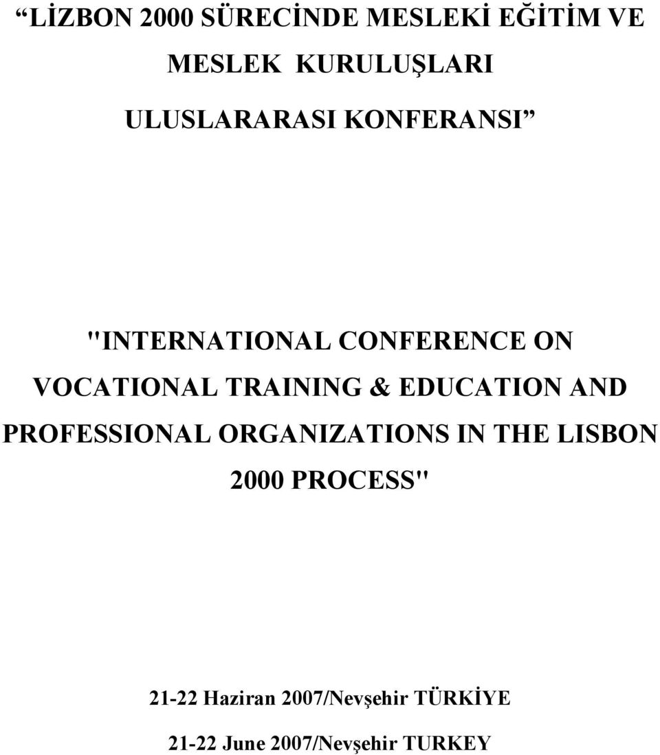 TRAINING & EDUCATION AND PROFESSIONAL ORGANIZATIONS IN THE LISBON