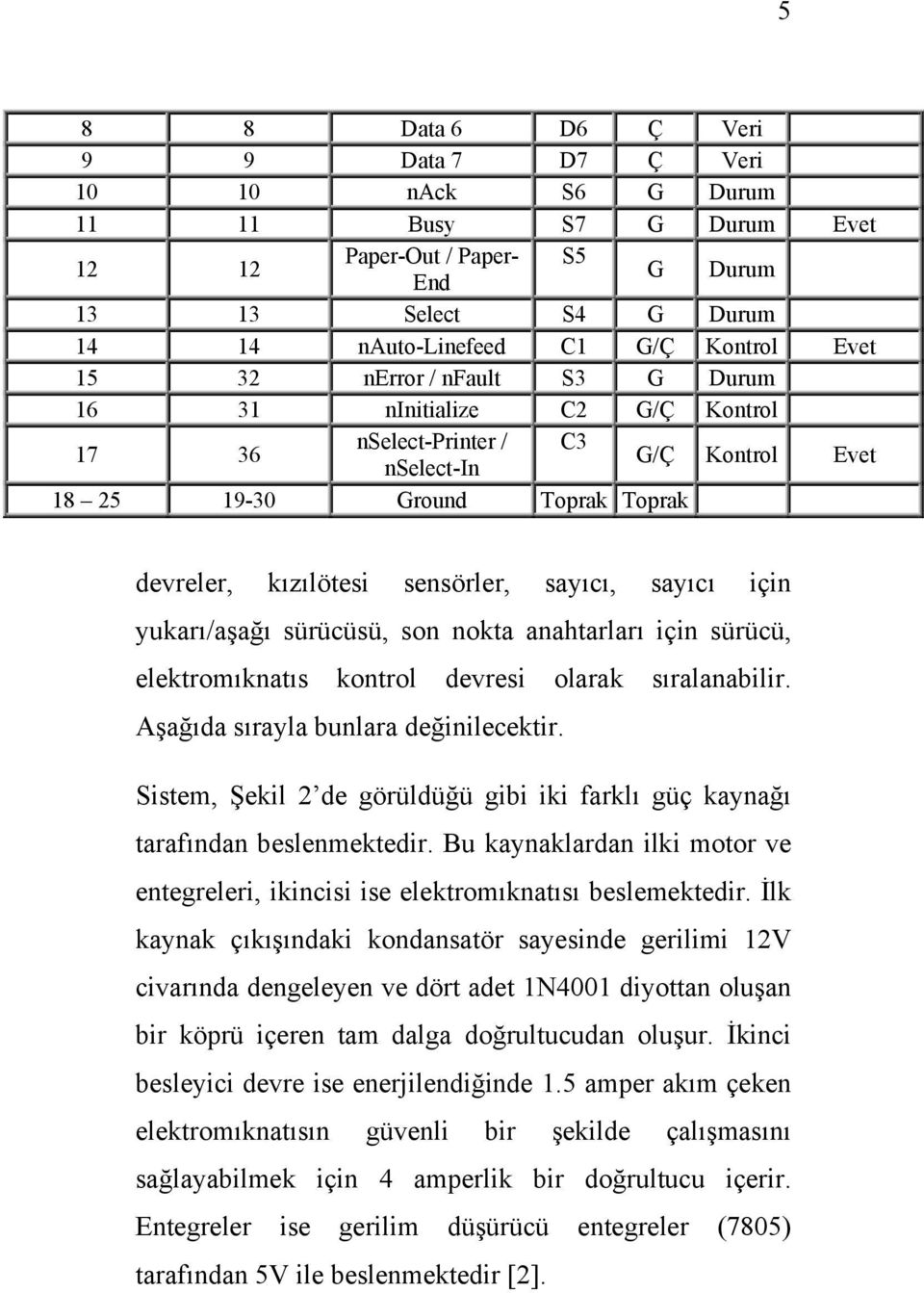 sayıcı için yukarı/aşağı sürücüsü, son nokta anahtarları için sürücü, elektromıknatıs kontrol devresi olarak sıralanabilir. Aşağıda sırayla bunlara değinilecektir.