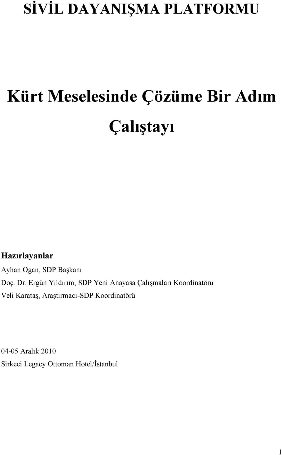 Ergün Yıldırım, SDP Yeni Anayasa Çalışmaları Koordinatörü Veli