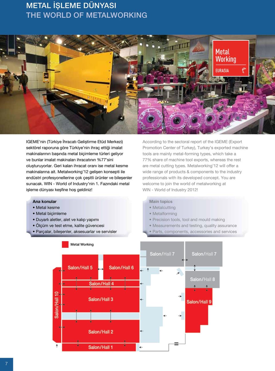 Metalworking 12 gelişen konsepti ile endüstri profesyonellerine çok çeşitli ürünler ve bileşenler sunacak. WIN - World of Industry nin 1. Fazındaki metal işleme dünyası keşfine hoş geldiniz!