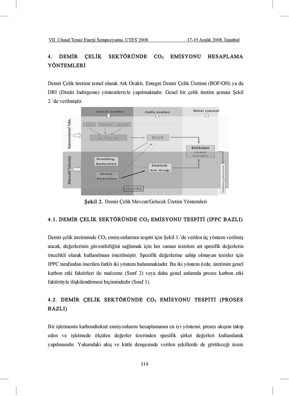 DEM R ÇEL K SEKTÖRÜNDE CO 2 EM SYONU TESP T (IPPC BAZLI) Demir çelik üretiminde CO 2 emisyonlarının tespiti için ekil 1.