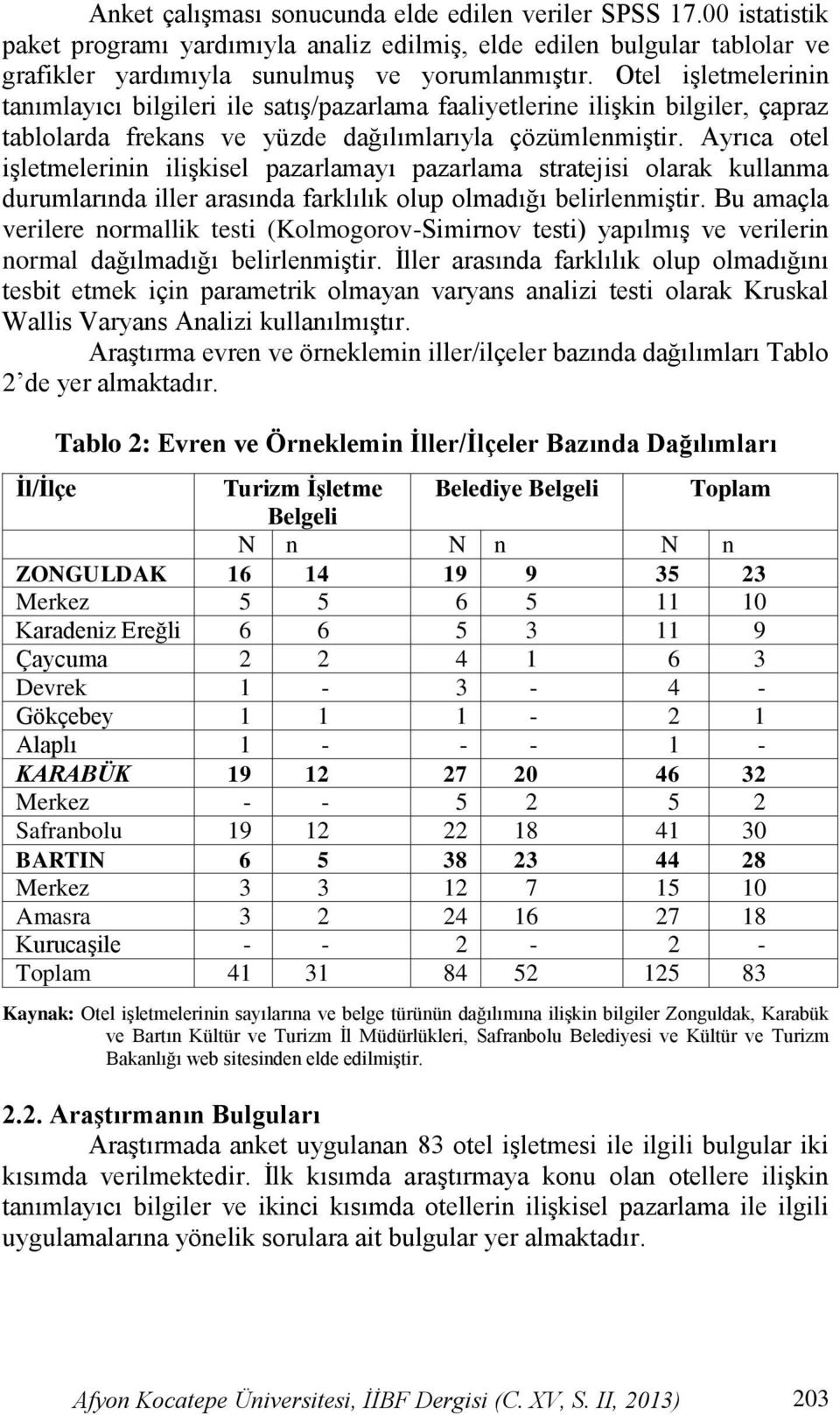 Ayrıca otel işletmelerinin ilişkisel pazarlamayı pazarlama stratejisi olarak kullanma durumlarında iller arasında farklılık olup olmadığı belirlenmiştir.