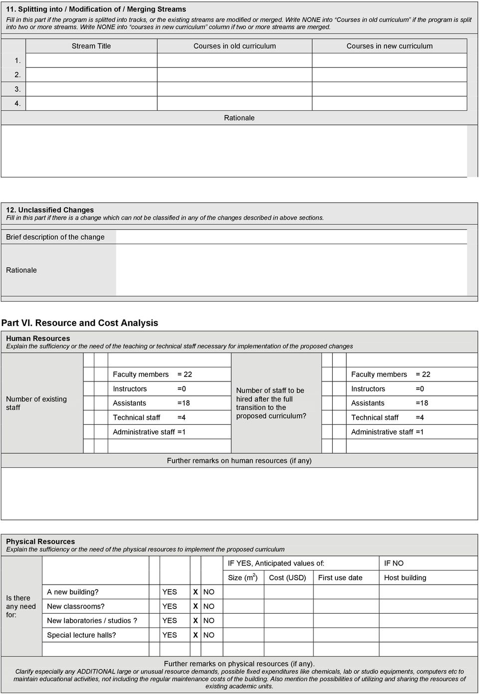 Stream Title Courses in old curriculum Courses in new curriculum Rationale 12.