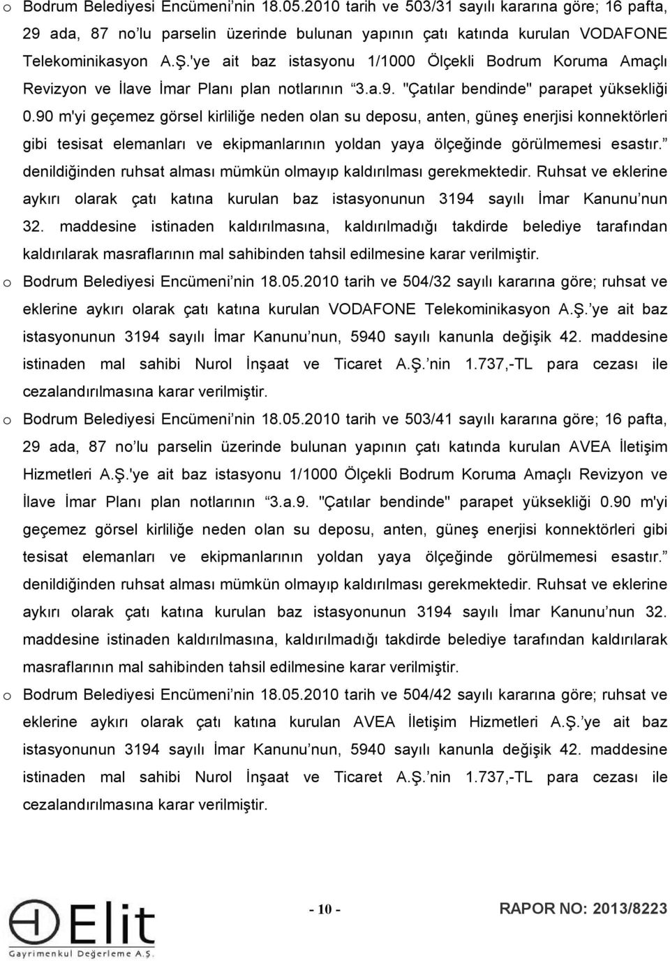 90 m'yi geçemez görsel kirliliğe neden olan su deposu, anten, güneş enerjisi konnektörleri gibi tesisat elemanları ve ekipmanlarının yoldan yaya ölçeğinde görülmemesi esastır.