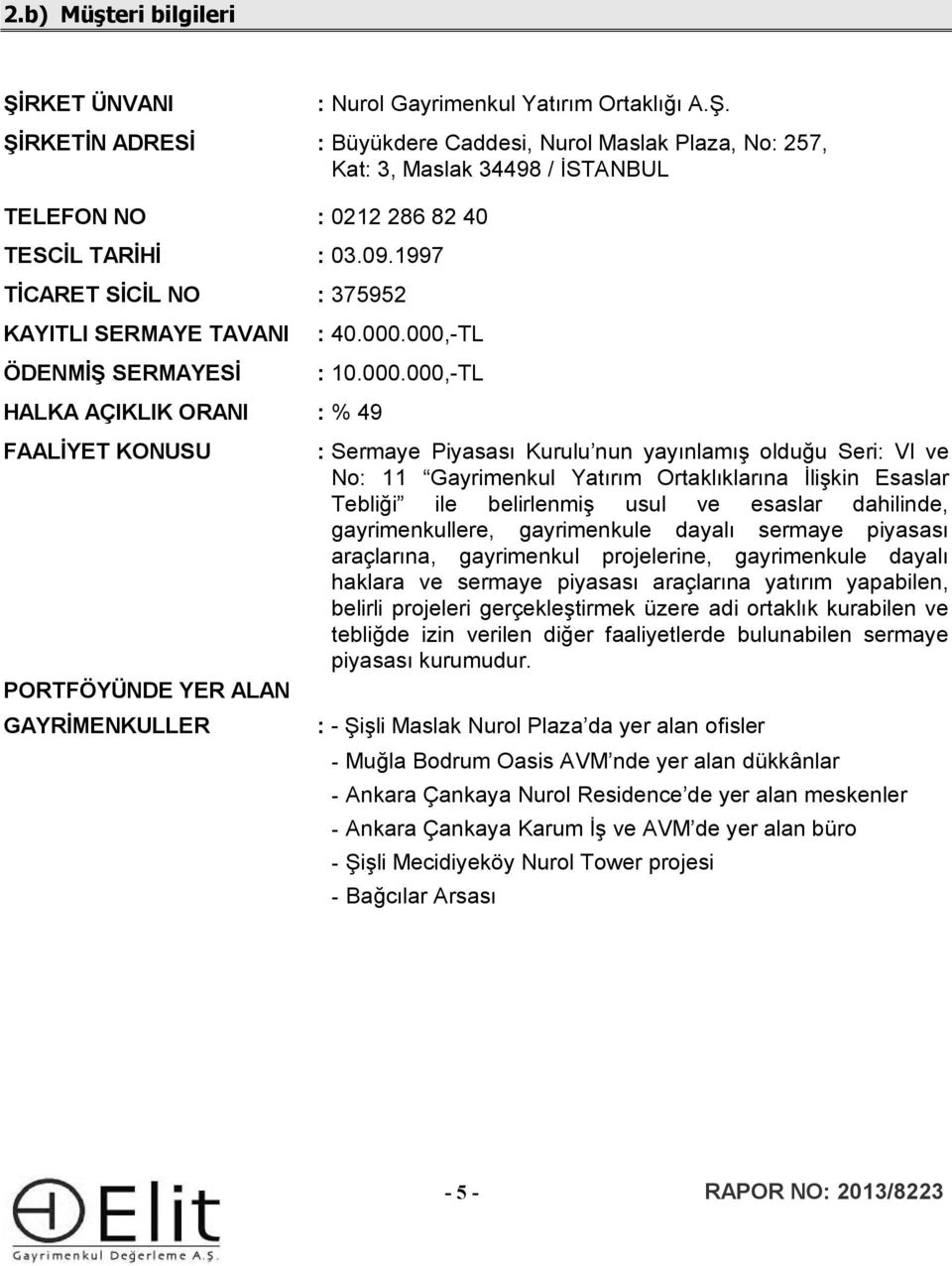 000,-TL : 10.000.000,-TL : Sermaye Piyasası Kurulu nun yayınlamış olduğu Seri: VI ve No: 11 Gayrimenkul Yatırım Ortaklıklarına İlişkin Esaslar Tebliği ile belirlenmiş usul ve esaslar dahilinde,