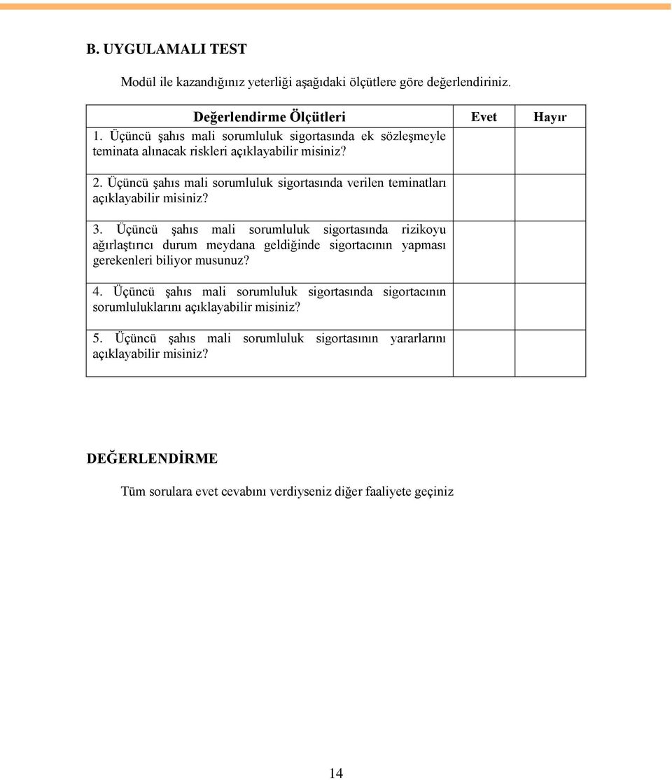 Üçüncü Ģahıs mali sorumluluk sigortasında verilen teminatları açıklayabilir misiniz? 3.