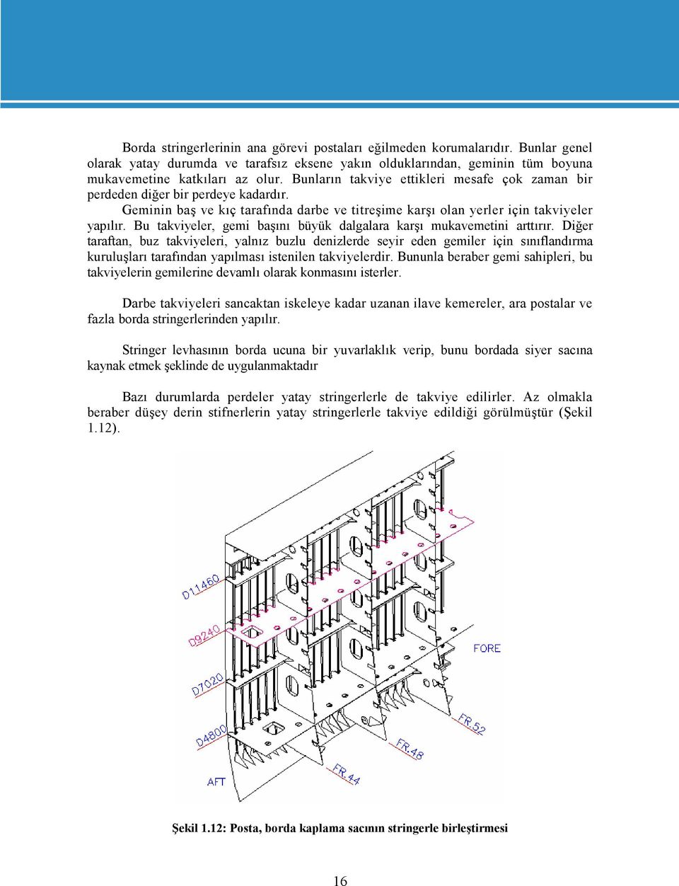 Bu takviyeler, gemi başını büyük dalgalara karşı mukavemetini arttırır.