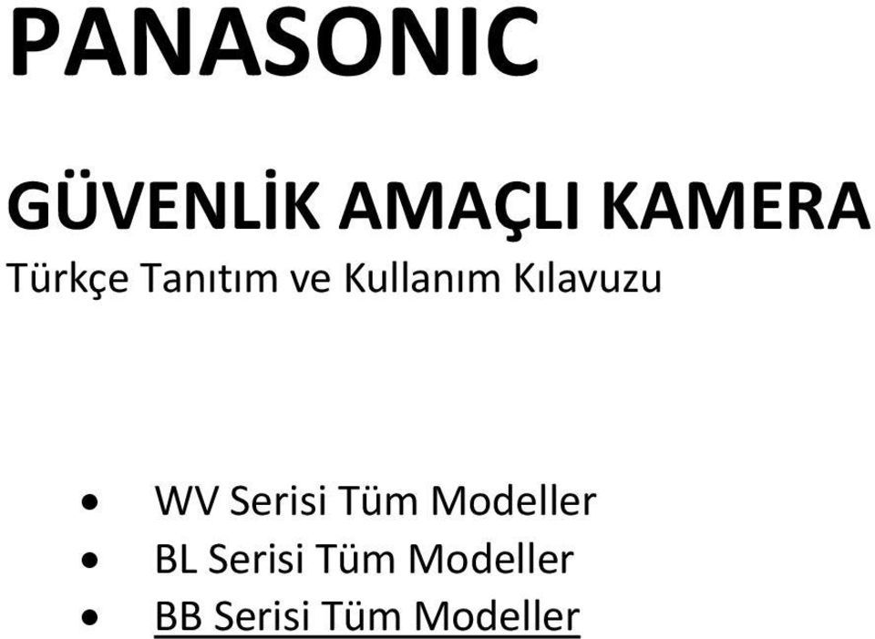 Kılavuzu WV Serisi Tüm Modeller BL