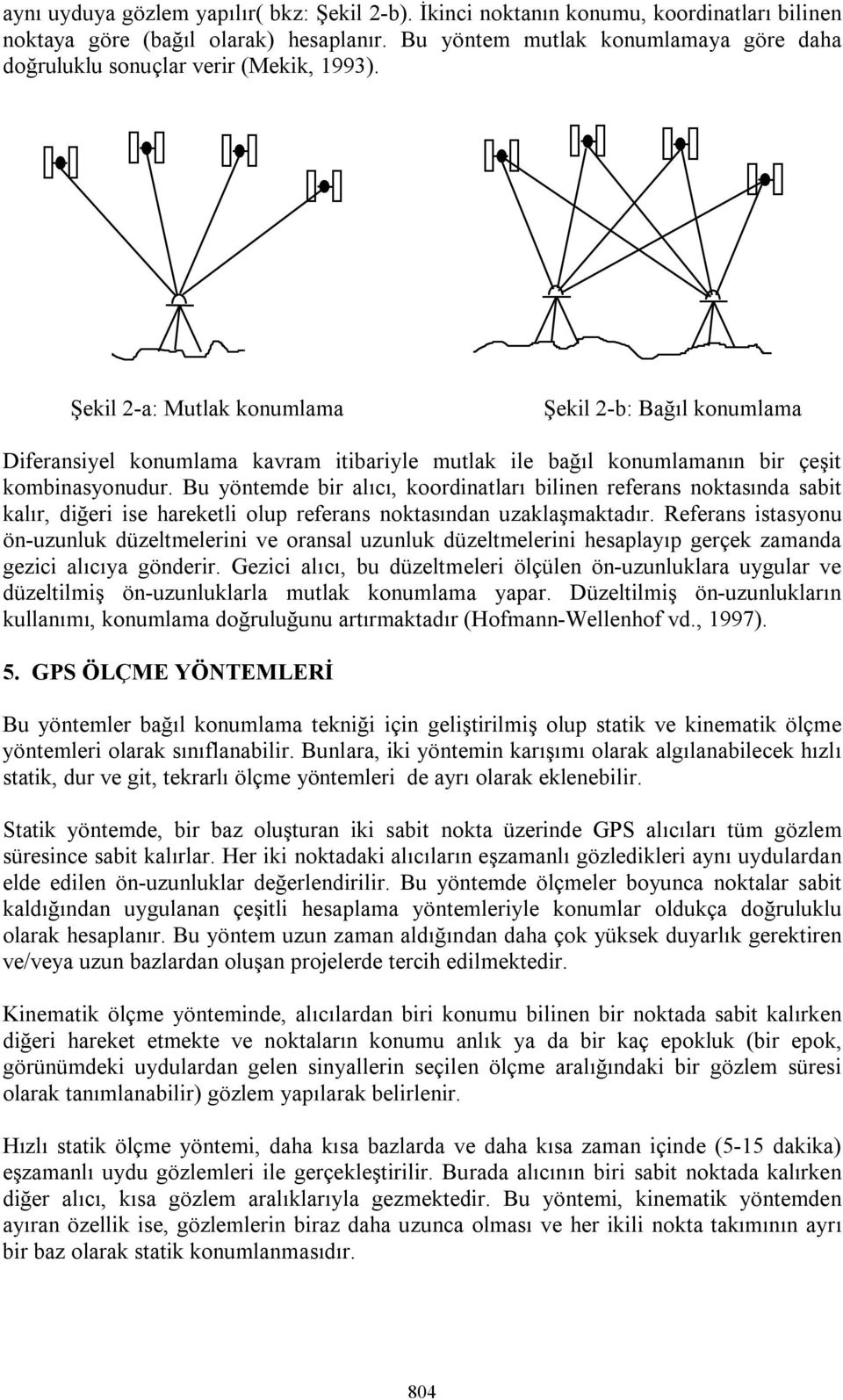 Şekil 2-a: Mutlak konumlama Şekil 2-b: Bağıl konumlama Diferansiyel konumlama kavram itibariyle mutlak ile bağıl konumlamanın bir çeşit kombinasyonudur.