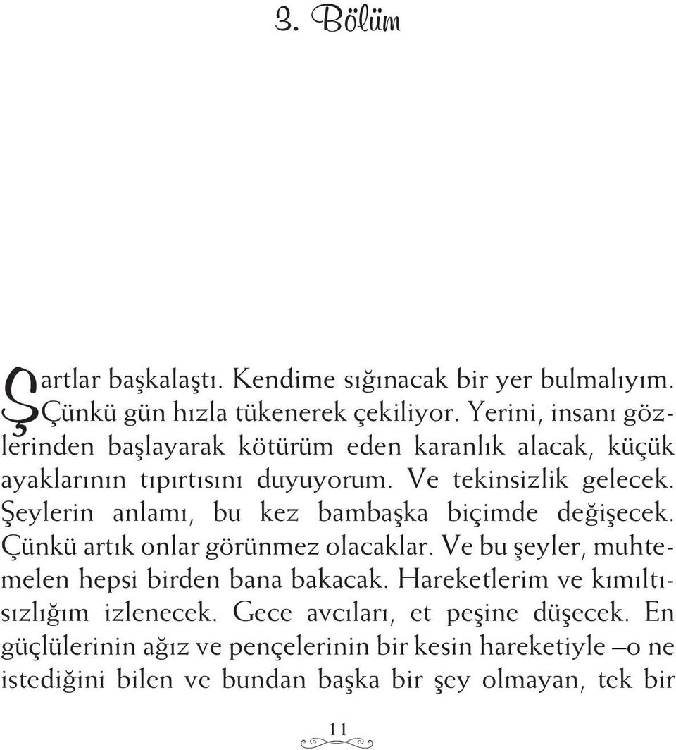 Şeylerin anlamı, bu kez bambaşka biçimde değişecek. Çünkü artık onlar görünmez olacaklar. Ve bu şeyler, muhtemelen hepsi birden bana bakacak.