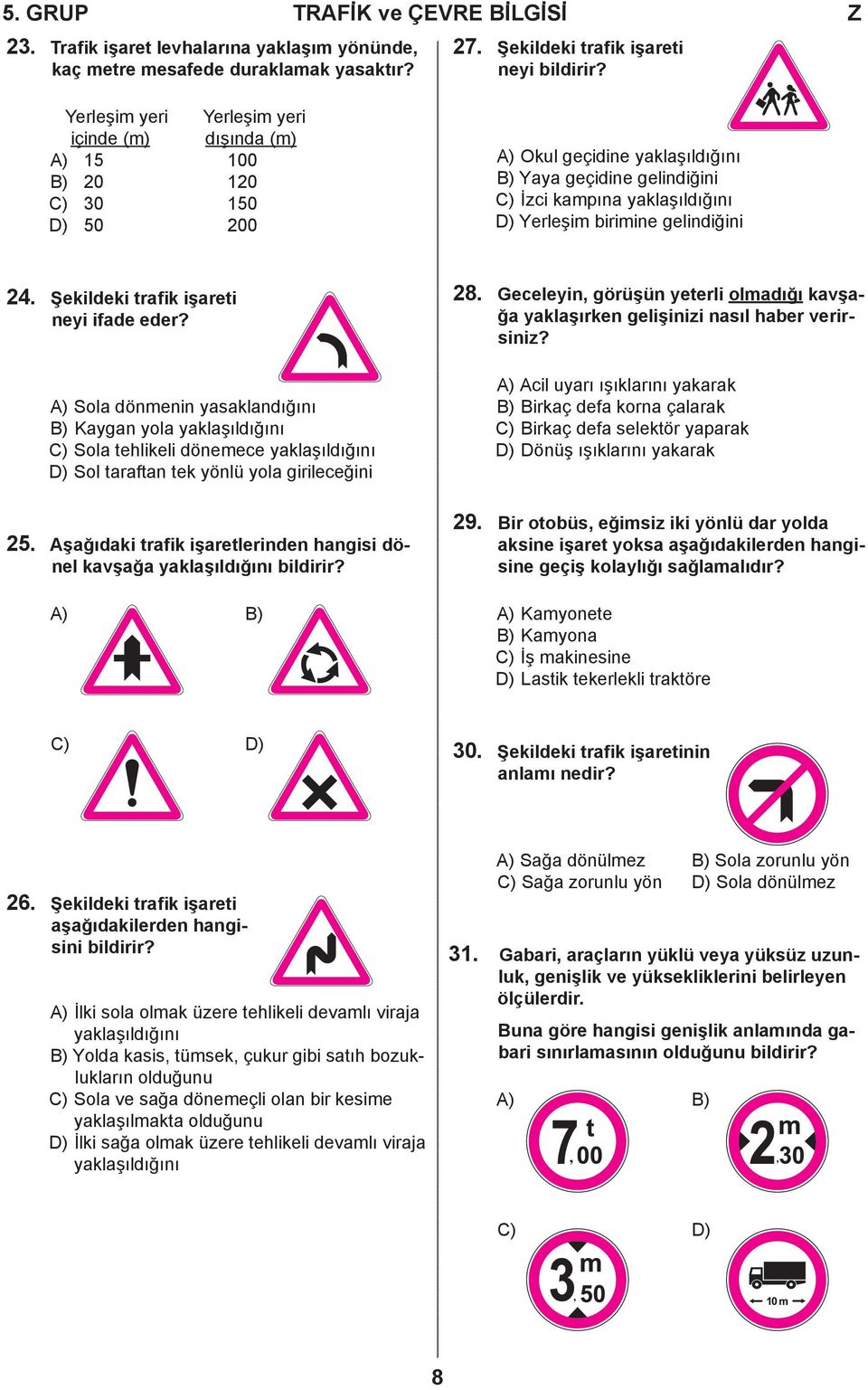 gelindiğini 4. Şekildeki trafik işareti neyi ifade eder?