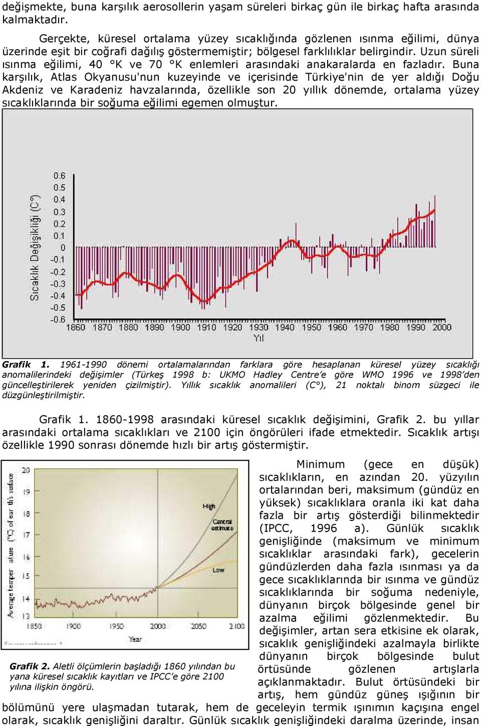 Uzun süreli ısınma eğilimi, 40 K ve 70 K enlemleri arasındaki anakaralarda en fazladır.