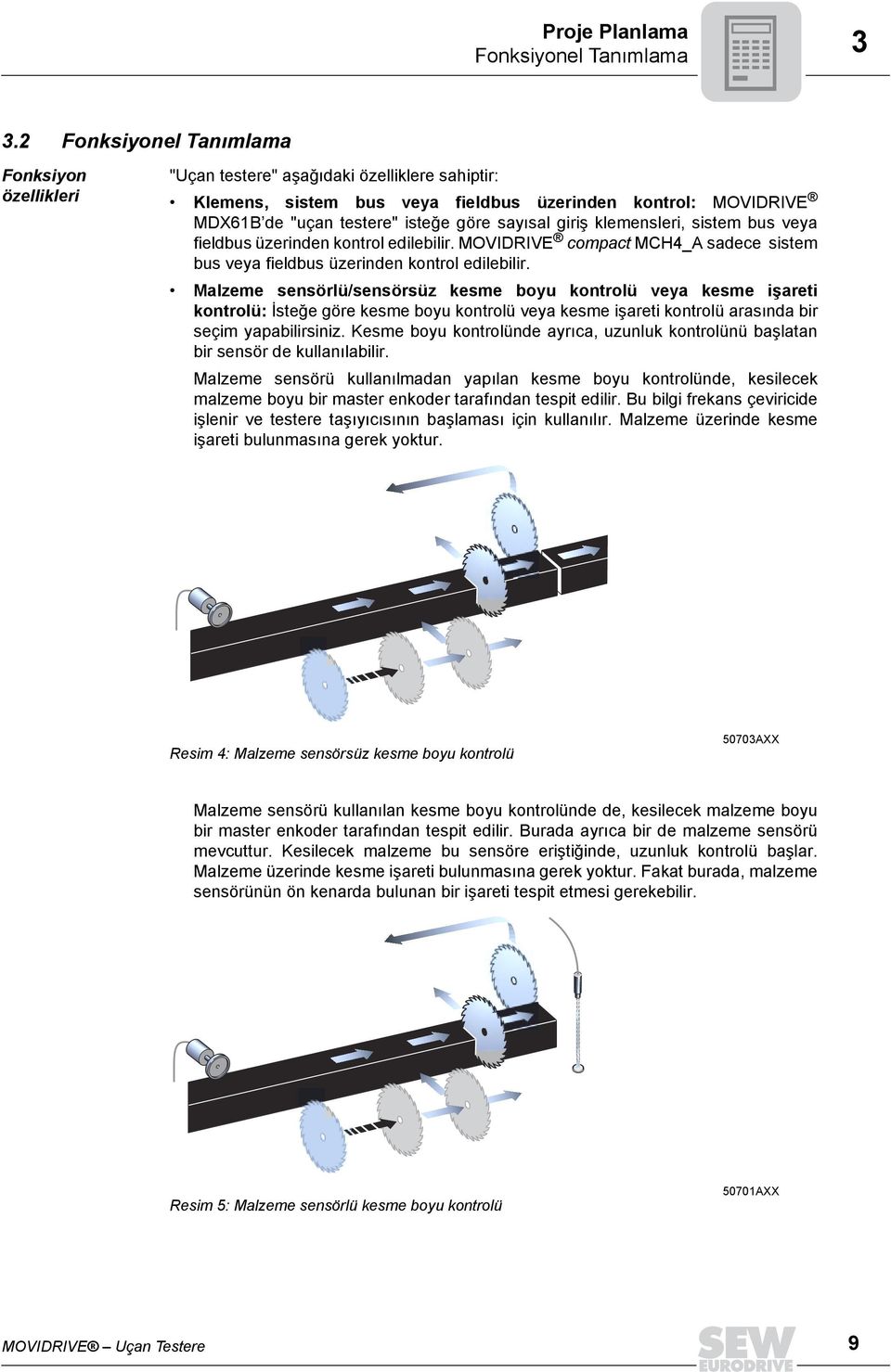 sayõsal giriş klemensleri, sistem bus veya fieldbus üzerinden kontrol edilebilir. MOVIDRIVE compact MCH4_A sadece sistem bus veya fieldbus üzerinden kontrol edilebilir.