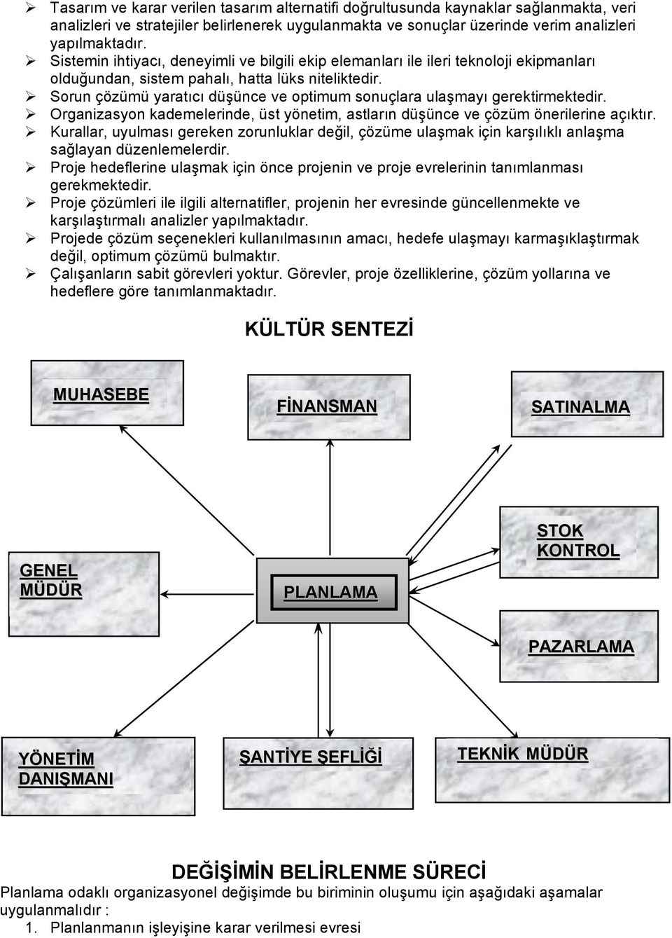 Sorun çözümü yaratıcı düşünce ve optimum sonuçlara ulaşmayı gerektirmektedir. Organizasyon kademelerinde, üst yönetim, astların düşünce ve çözüm önerilerine açıktır.