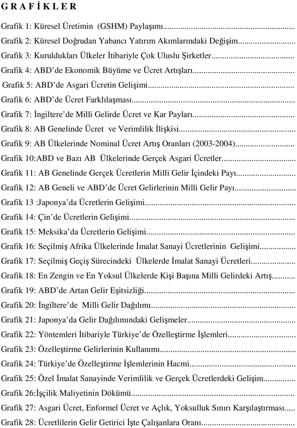 .. Grafik 8: AB Genelinde Ücret ve Verimlilik Đlişkisi... Grafik 9: AB Ülkelerinde Nominal Ücret Artış Oranları (2003-2004)... Grafik 10:ABD ve Bazı AB Ülkelerinde Gerçek Asgari Ücretler.