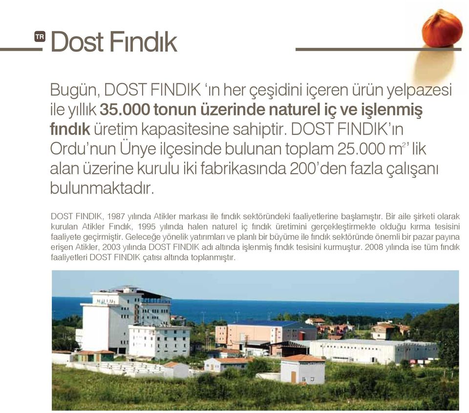 DOST FINDIK, 1987 yılında Atikler markası ile fındık sektöründeki faaliyetlerine başlamıştır.