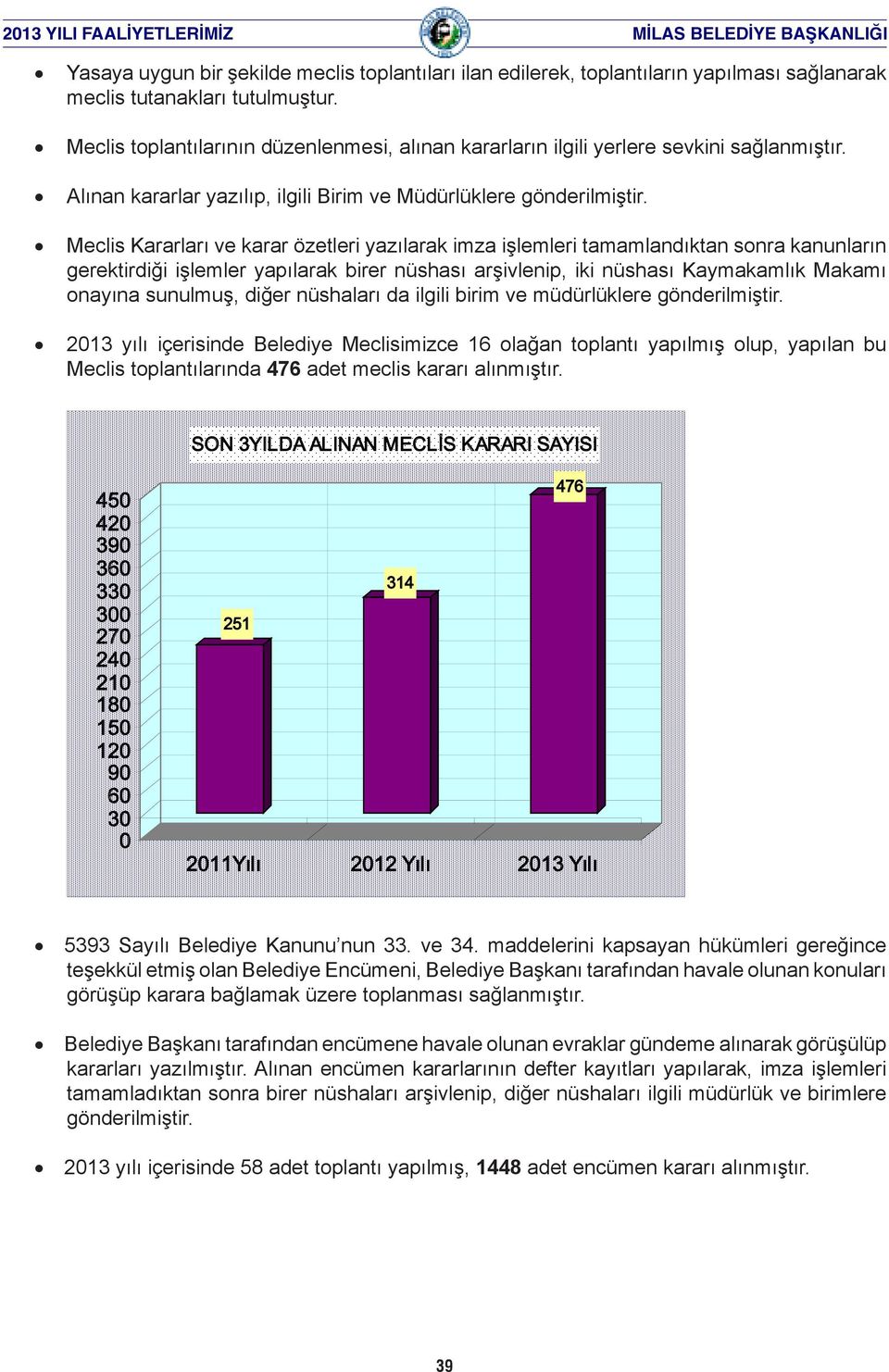 Meclis Kararları ve karar özetleri yazılarak imza işlemleri tamamlandıktan sonra kanunların gerektirdiği işlemler yapılarak birer nüshası arşivlenip, iki nüshası Kaymakamlık Makamı onayına sunulmuş,