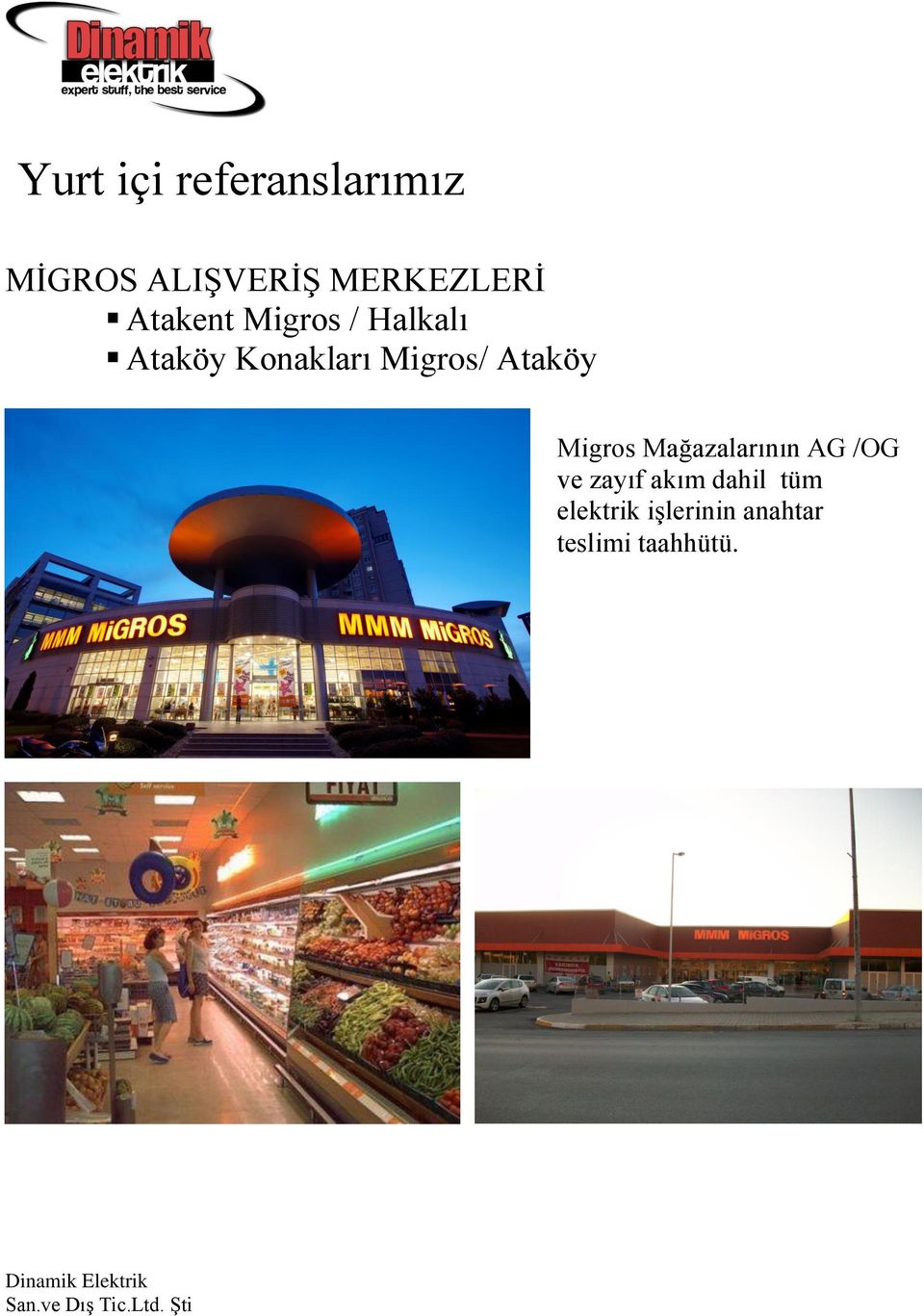 Migros Mağazalarının AG /OG ve zayıf akım