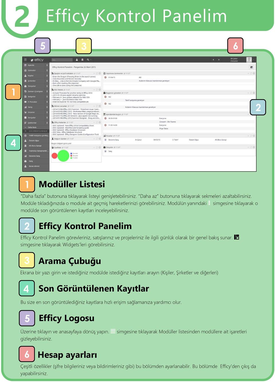 .. Navigating in Efficy Efficy Kontrol Panelim Efficy Kontrol Panelim görevleriniz, satışlarınız ve projeleriniz ile ilgili günlük olarak bir genel bakış sunar.