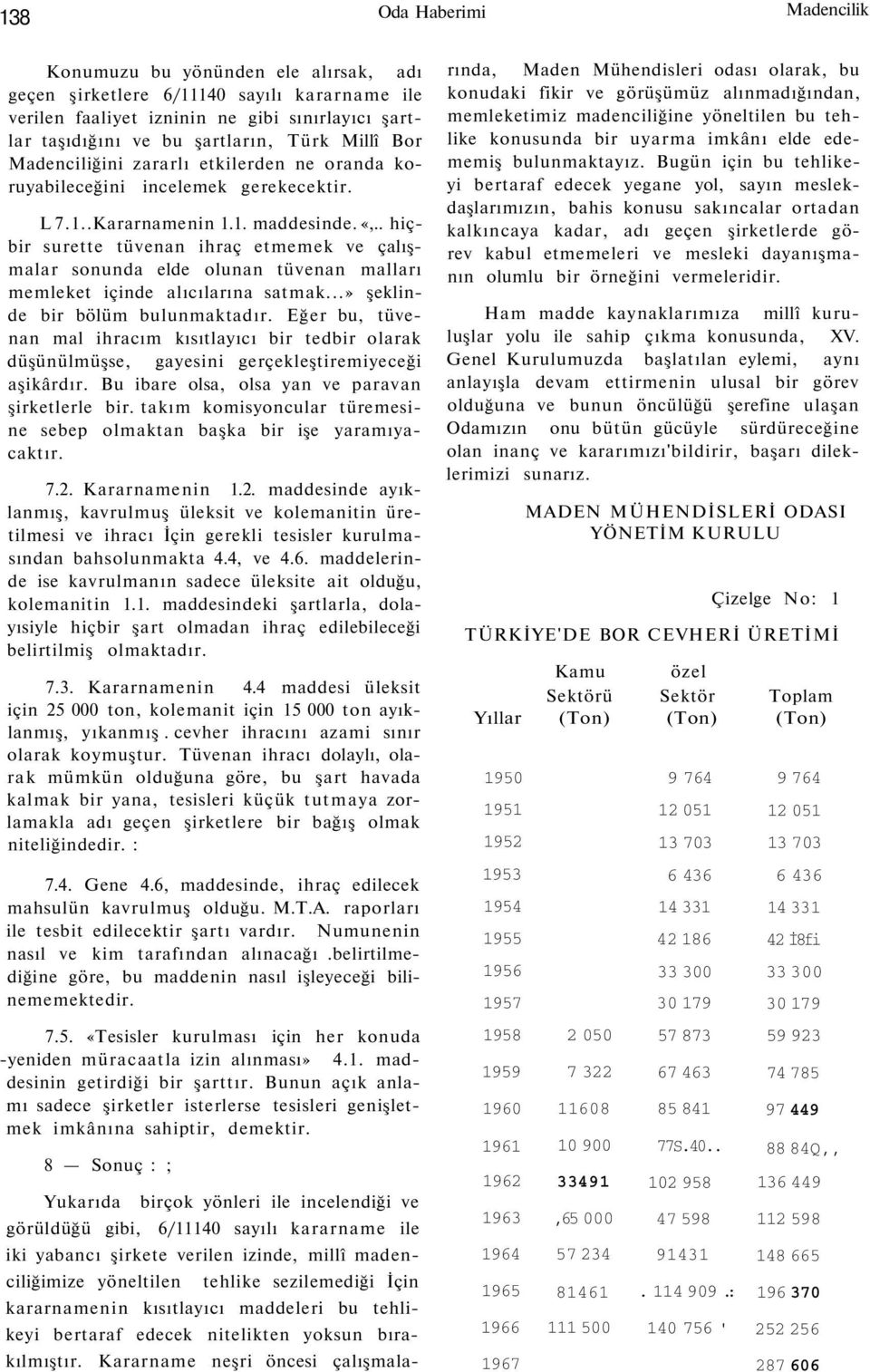 . hiçbir surette tüvenan ihraç etmemek ve çalışmalar sonunda elde olunan tüvenan malları memleket içinde alıcılarına satmak...» şeklinde bir bölüm bulunmaktadır.