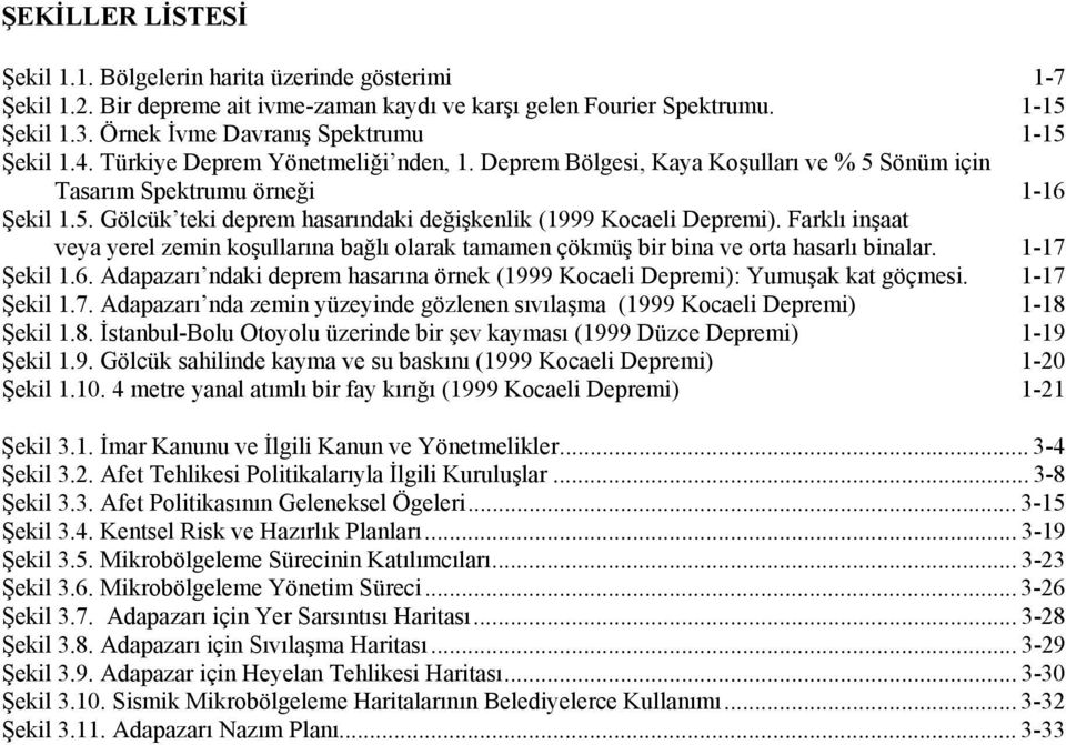 Farklı inşaat veya yerel zemin koşullarına bağlı olarak tamamen çökmüş bir bina ve orta hasarlı binalar. 1-17 Şekil 1.6.