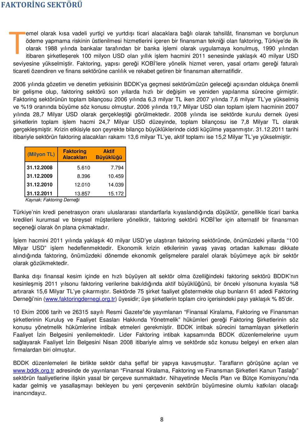 hacmini 2011 senesinde yaklaşık 40 milyar USD seviyesine yükselmiştir.