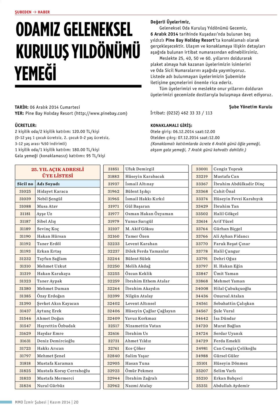 yıllarını doldurarak plaket almaya hak kazanan üyelerimizin isimlerini ve Oda Sicil Numaralarını aşağıda yayımlıyoruz.