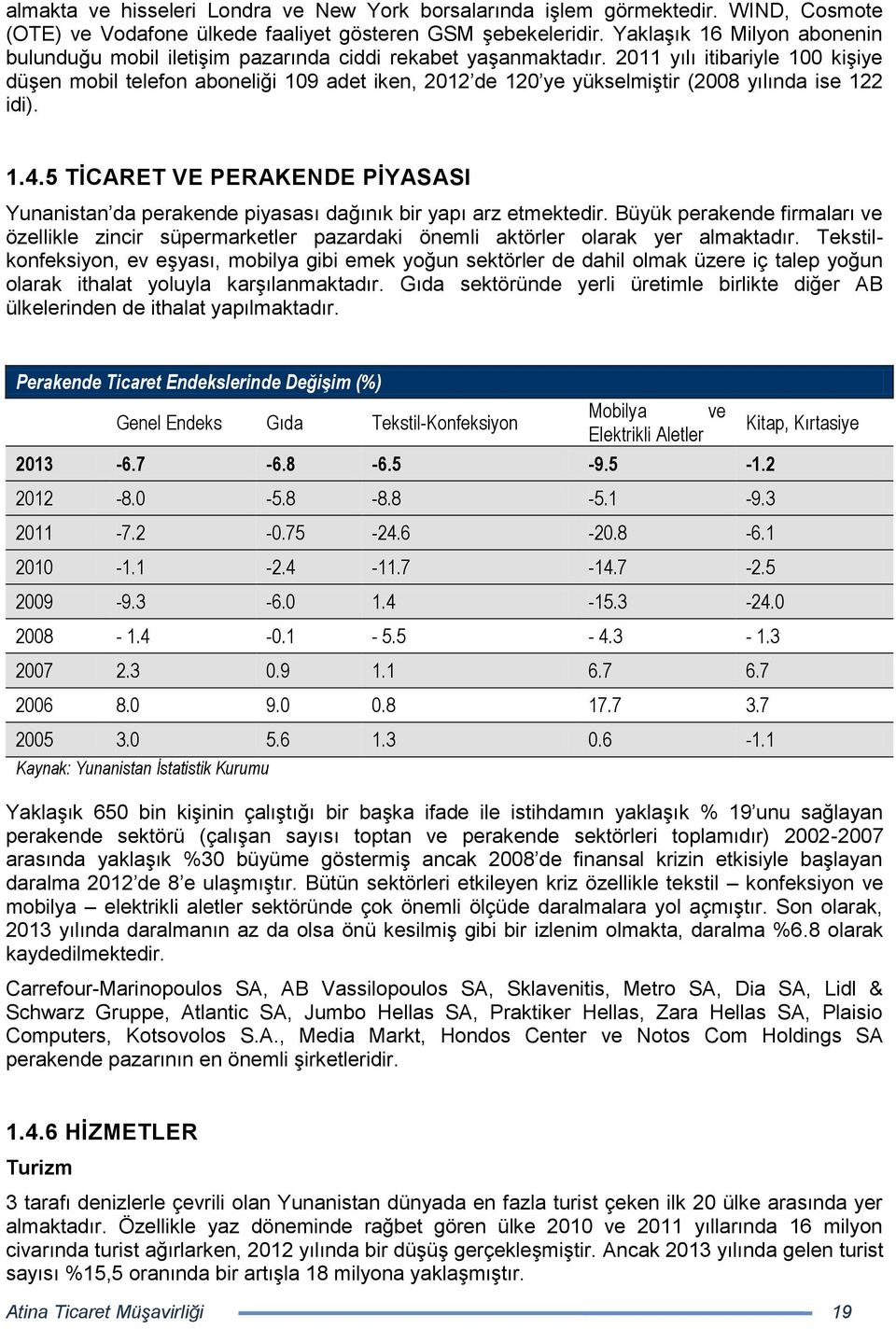 2011 yılı itibariyle 100 kişiye düşen mobil telefon aboneliği 109 adet iken, 2012 de 120 ye yükselmiştir (2008 yılında ise 122 idi). 1.4.