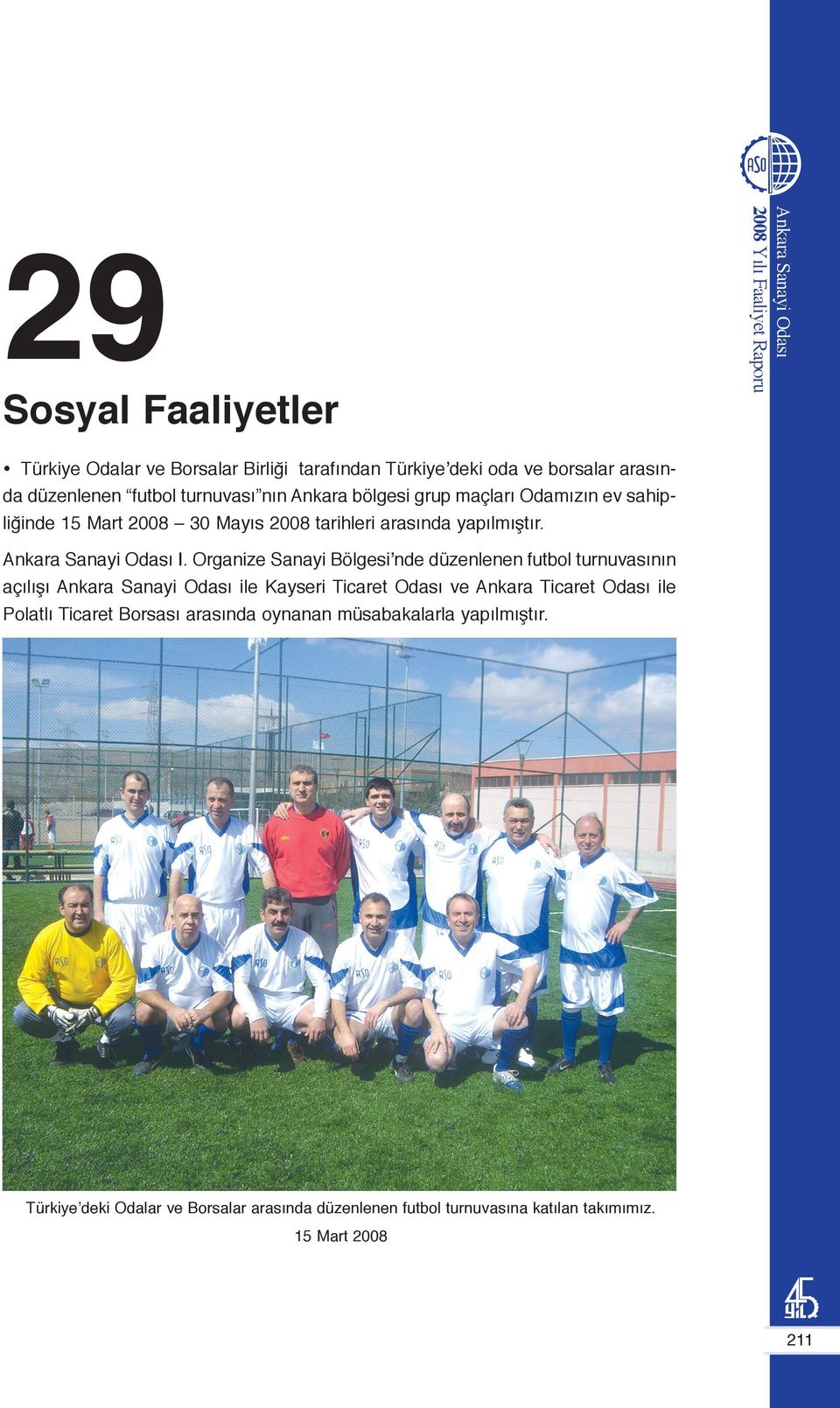 Organize Sanayi Bölgesi nde düzenlenen futbol turnuvasının açılışı ile Kayseri Ticaret Odası ve Ankara Ticaret Odası ile Polatlı Ticaret