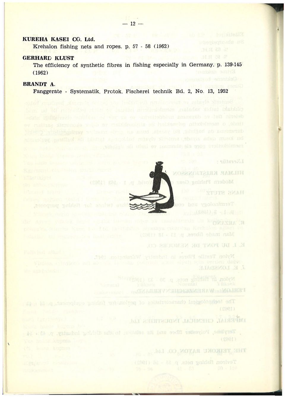 in fishing especially in Germany, p. 139-145 (1962) BRANDT A.