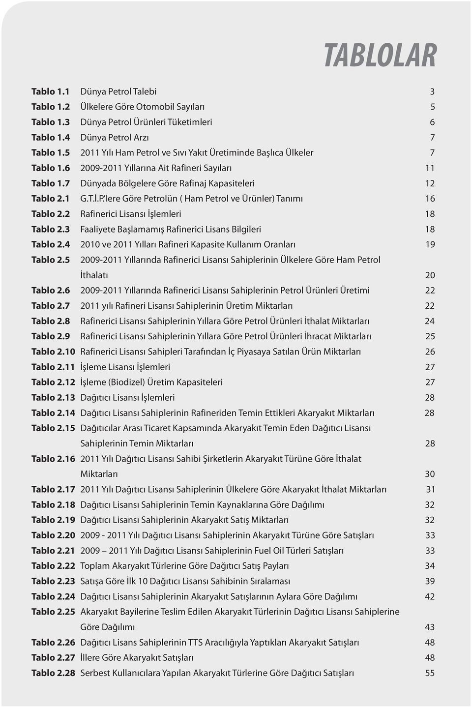 2 Rafinerici Lisansı İşlemleri 18 Tablo 2.3 Faaliyete Başlamamış Rafinerici Lisans Bilgileri 18 Tablo 2.4 2010 ve 2011 Yılları Rafineri Kapasite Kullanım Oranları 19 Tablo 2.