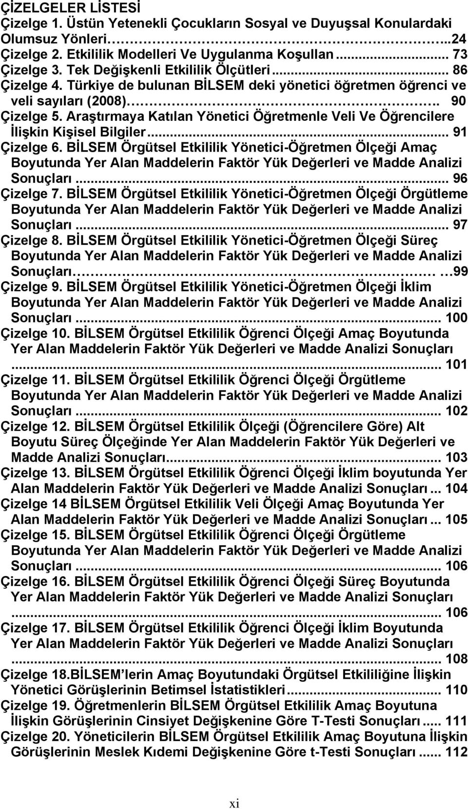 Araştırmaya Katılan Yönetici Öğretmenle Veli Ve Öğrencilere İlişkin Kişisel Bilgiler... 91 Çizelge 6.