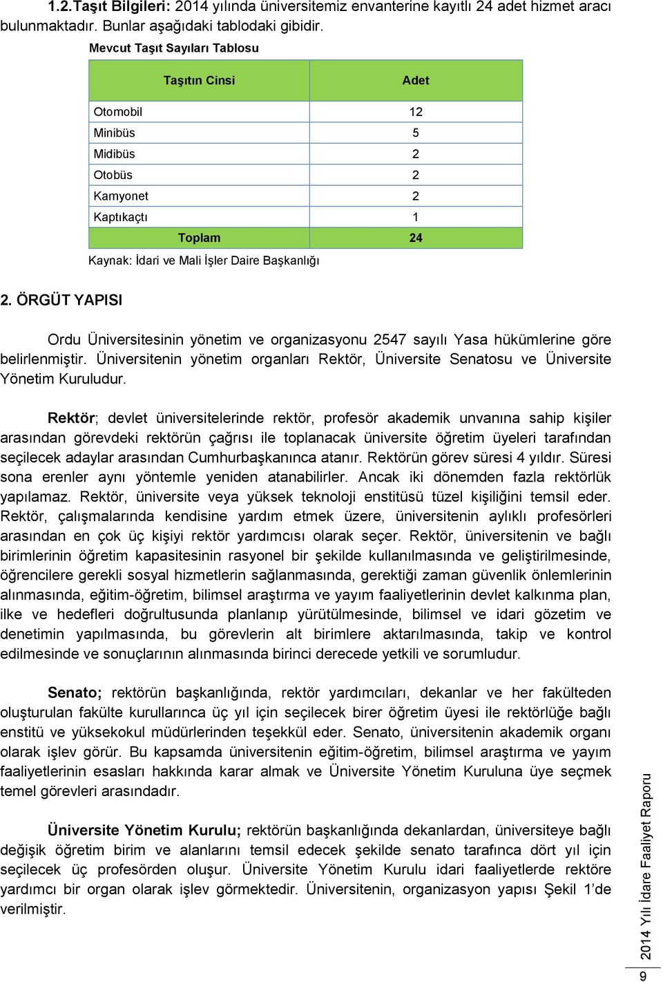 ÖRGÜT YAPISI Ordu Üniversitesinin yönetim ve organizasyonu 2547 sayılı Yasa hükümlerine göre belirlenmiştir.