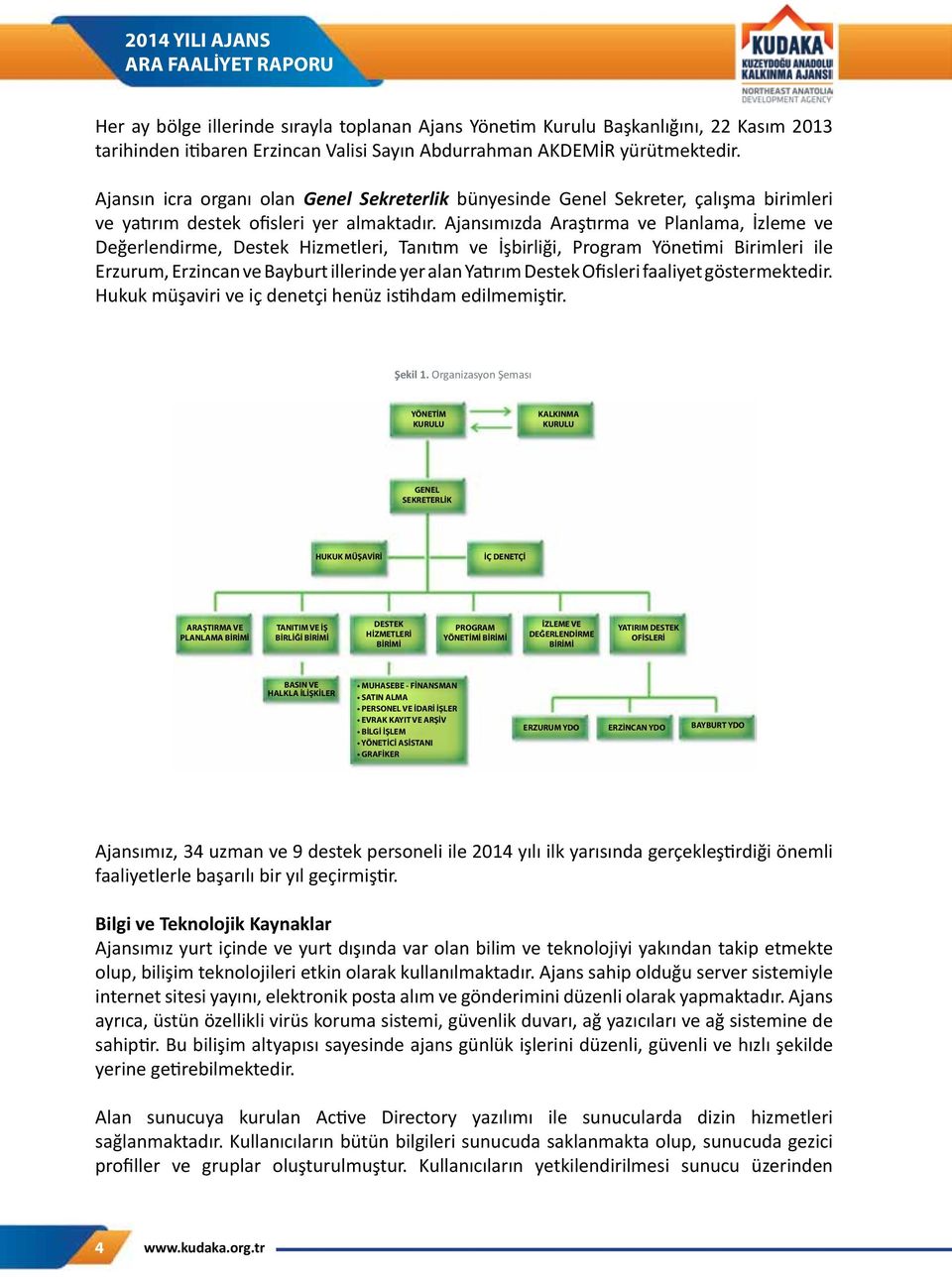 Ajansımızda Araştırma ve Planlama, İzleme ve Değerlendirme, Destek Hizmetleri, Tanıtım ve İşbirliği, Program Yönetimi Birimleri ile Erzurum, Erzincan ve Bayburt illerinde yer alan Yatırım Destek