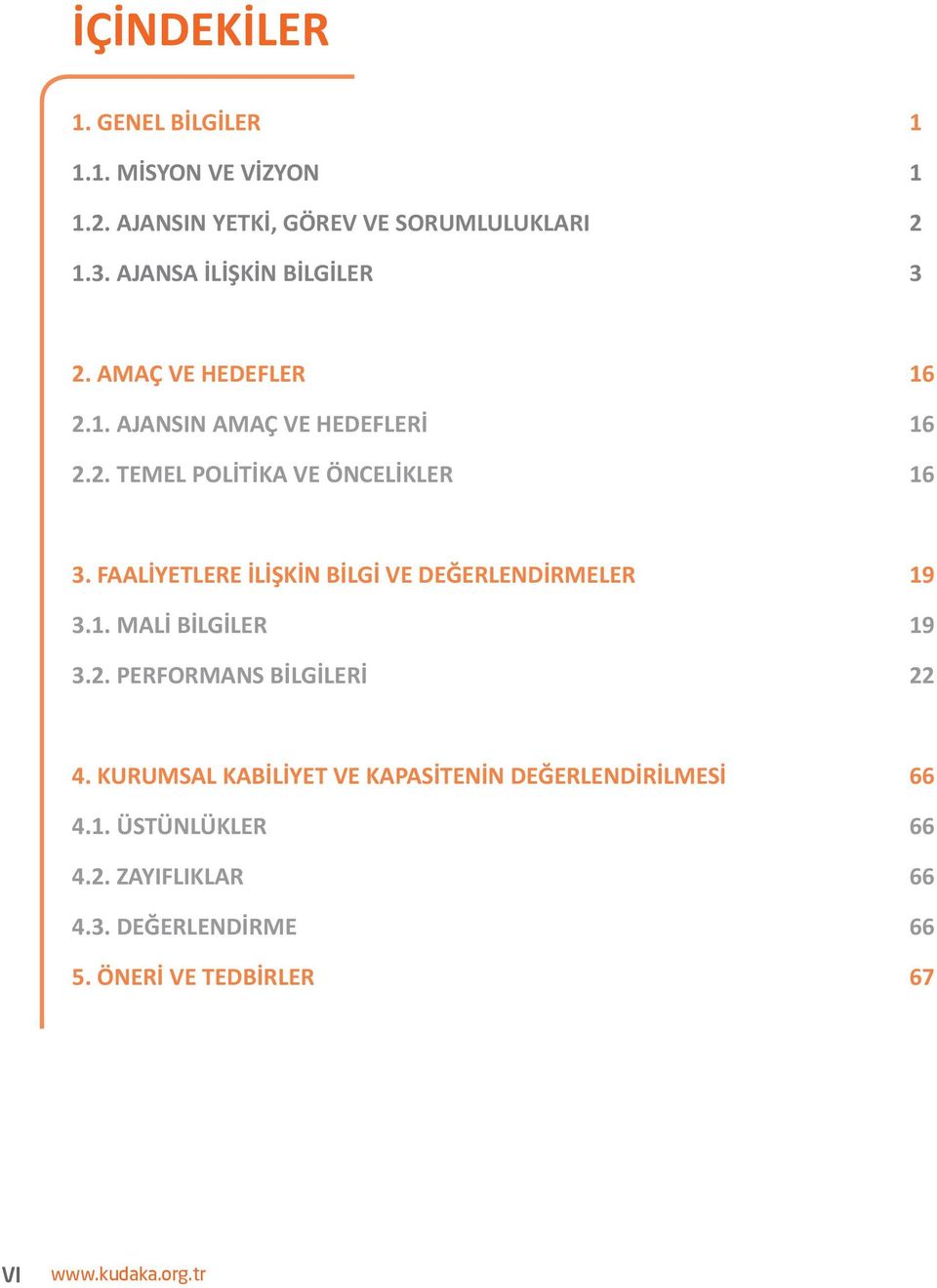 FAALİYETLERE İLİŞKİN BİLGİ VE DEĞERLENDİRMELER 19 3.1. MALİ BİLGİLER 19 3.2. PERFORMANS BİLGİLERİ 22 4.