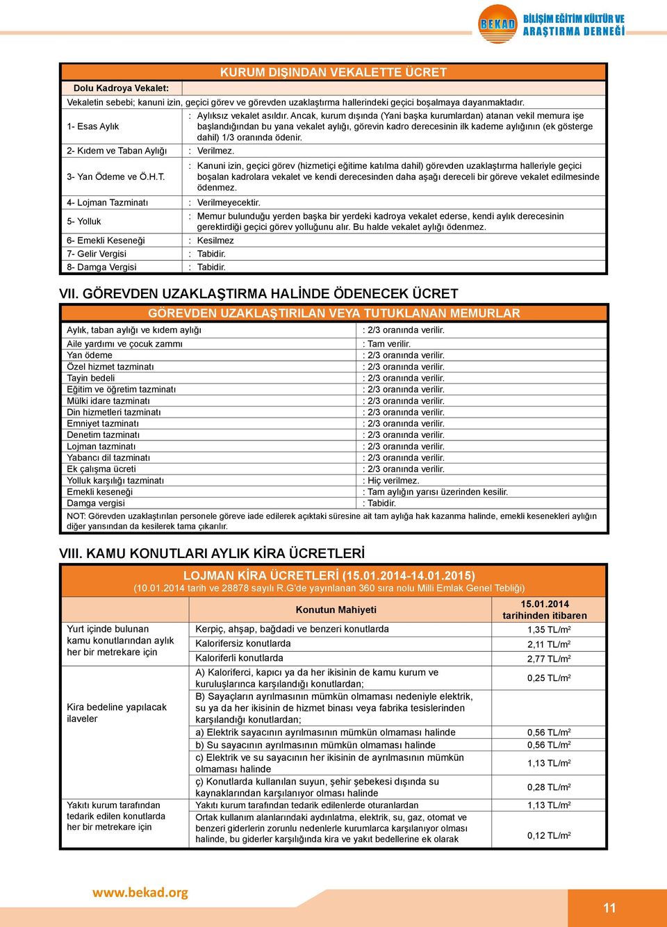 oranında ödenir. 2- Kıdem ve Taban Aylığı : Verilmez. : Kanuni izin, geçici görev (hizmetiçi eğitime katılma dahil) görevden uzaklaştırma halleriyle geçici 3- Yan Ödeme ve Ö.H.T. boşalan kadrolara vekalet ve kendi derecesinden daha aşağı dereceli bir göreve vekalet edilmesinde ödenmez.